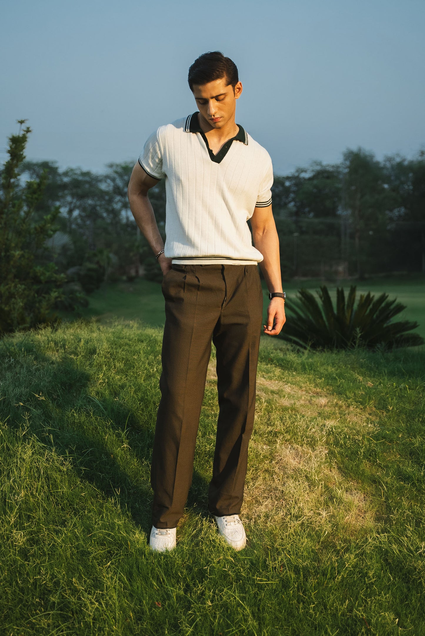 Drop Needle Knitted Polo Shirt (KPS-18)