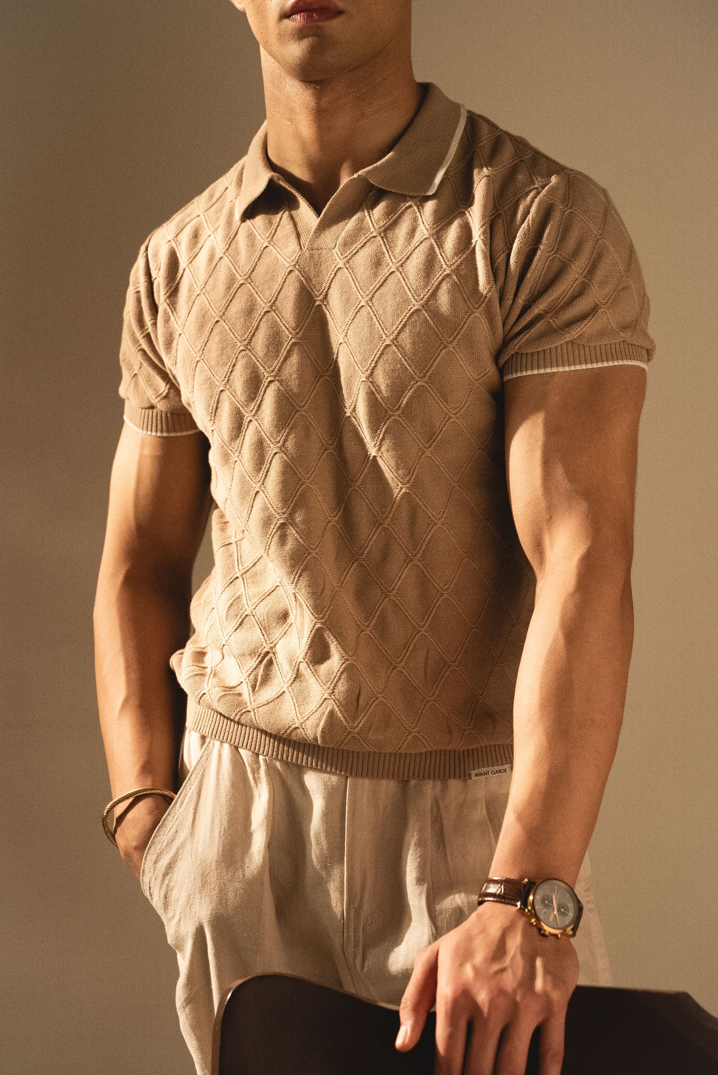 Textured Knitted Polo Shirt (KPS-14)