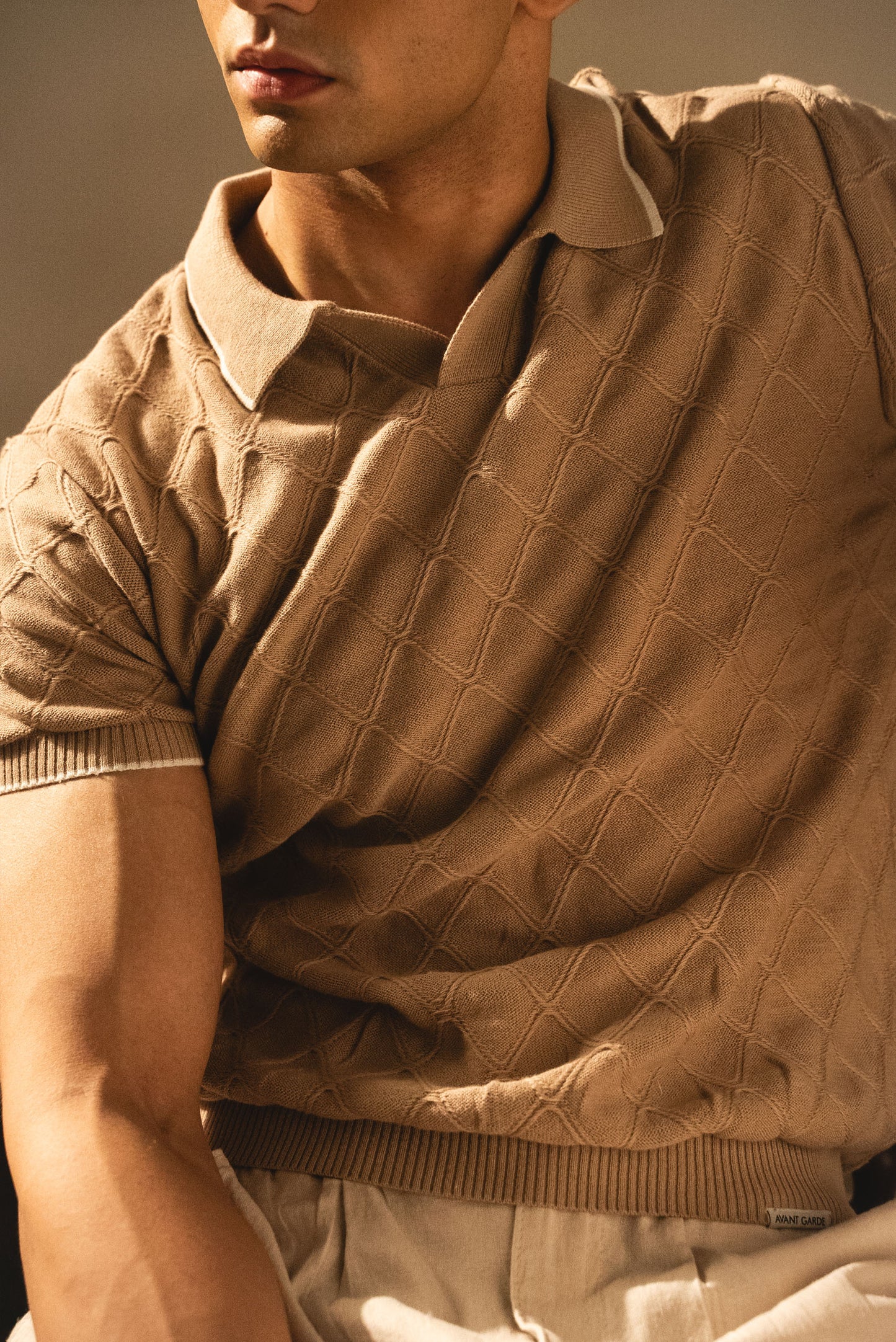 Textured Knitted Polo Shirt (KPS-14)