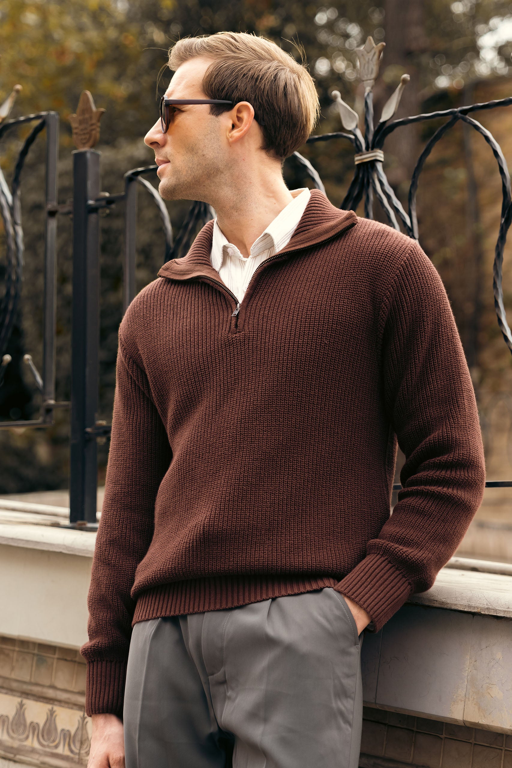 Quarter Zip Knit Sweater (MKZ-03) – Avant Garde
