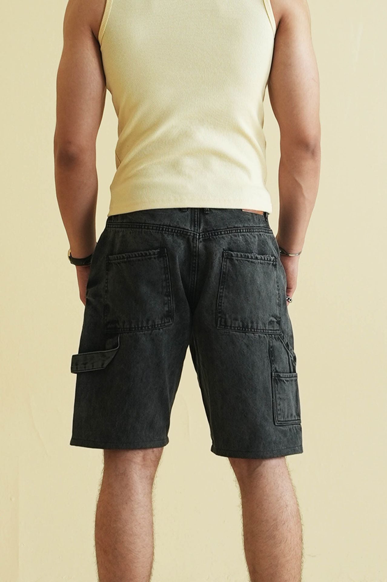 Black Denim Carpenter Shorts