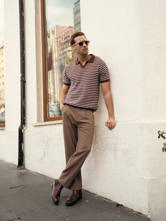 Striped Knit Polo Shirt (MKP-15)