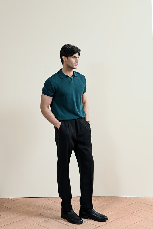 Ribbed Mulberry Knit Polo Shirt (MKP-09)