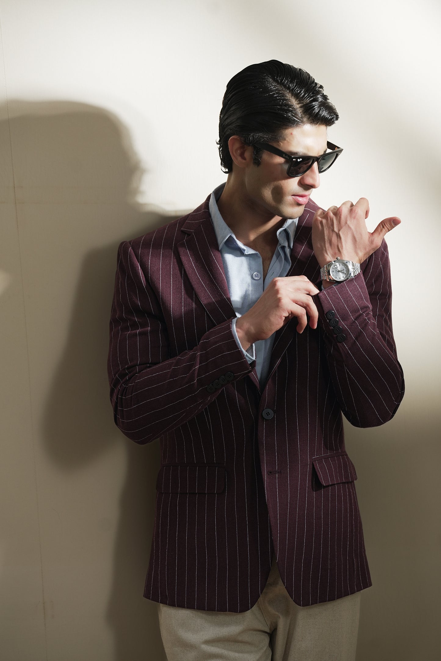 Pinstripe Linen Blazer (MLB-05)