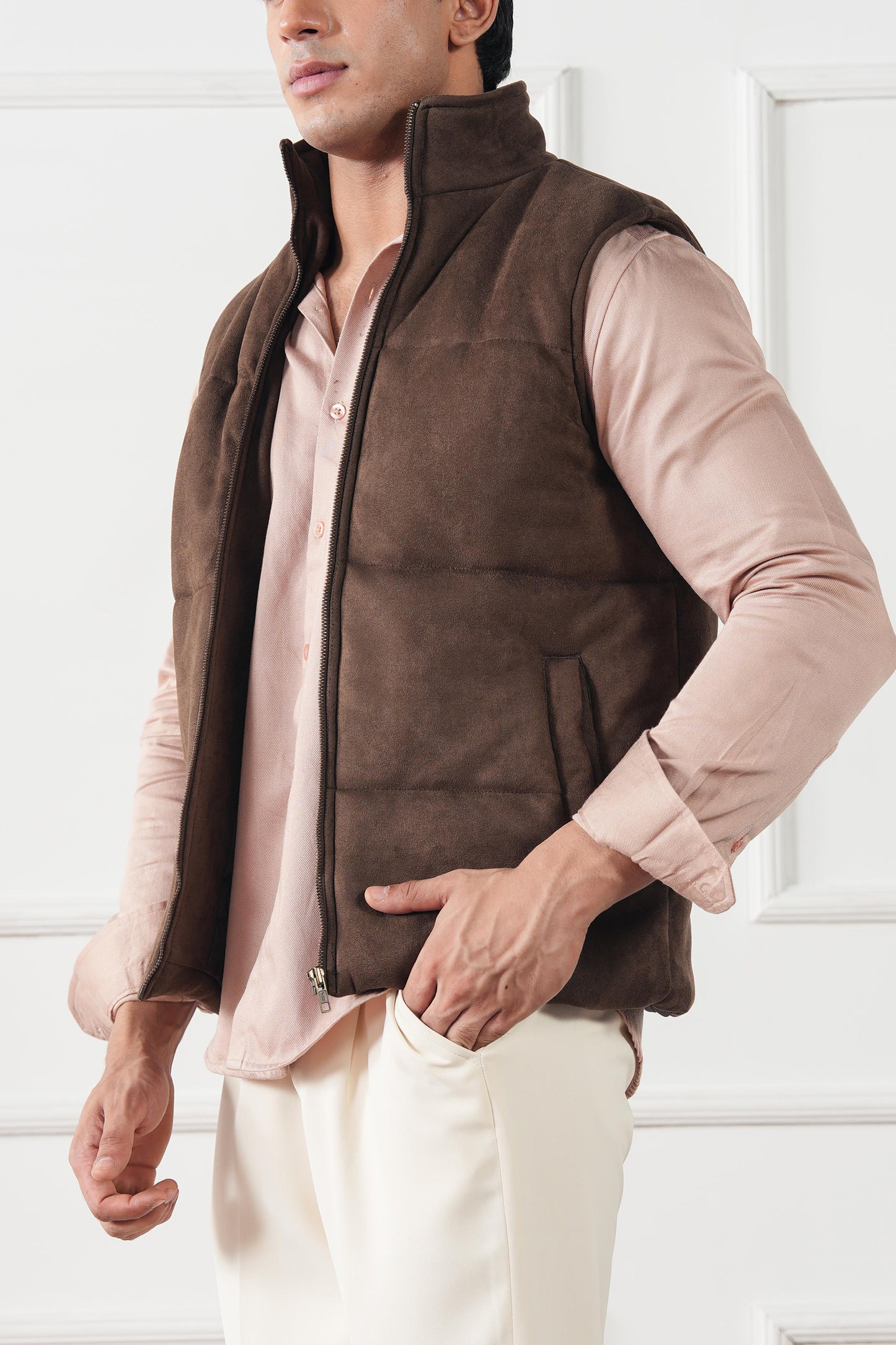 Quilted Suede Gilet (MPJ-05)