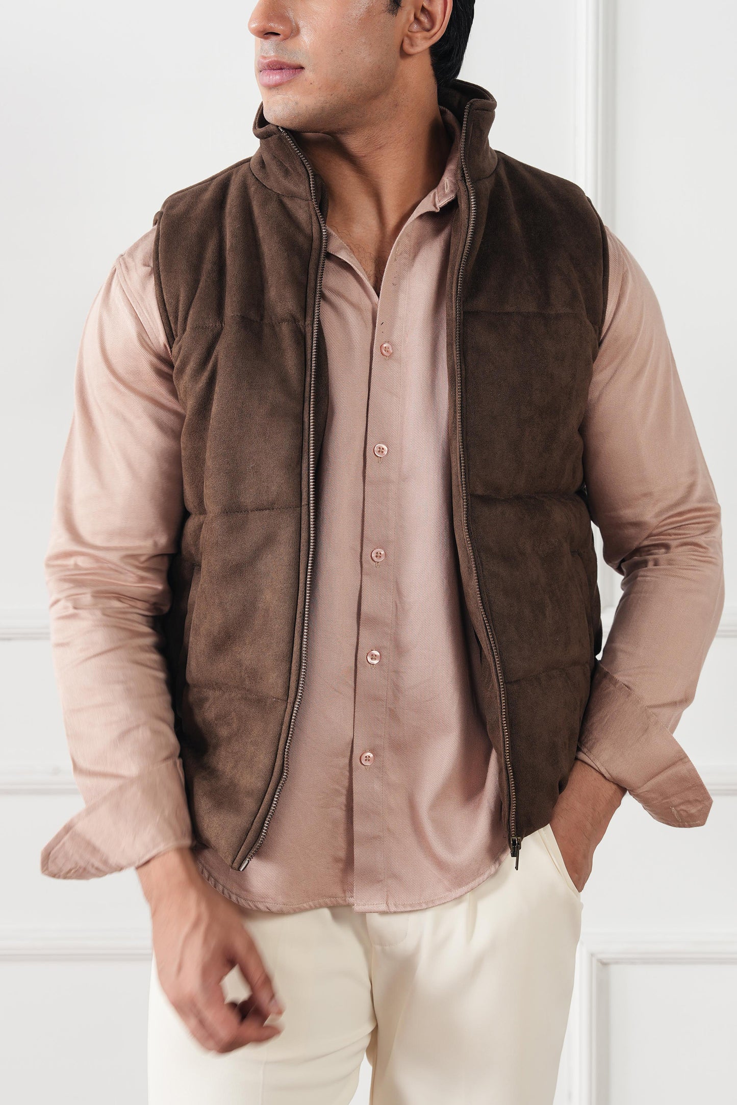 Quilted Suede Gilet (MPJ-05)