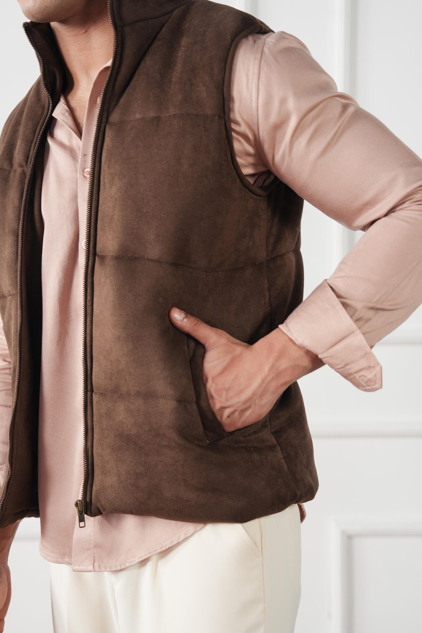 Quilted Suede Gilet (MPJ-05)