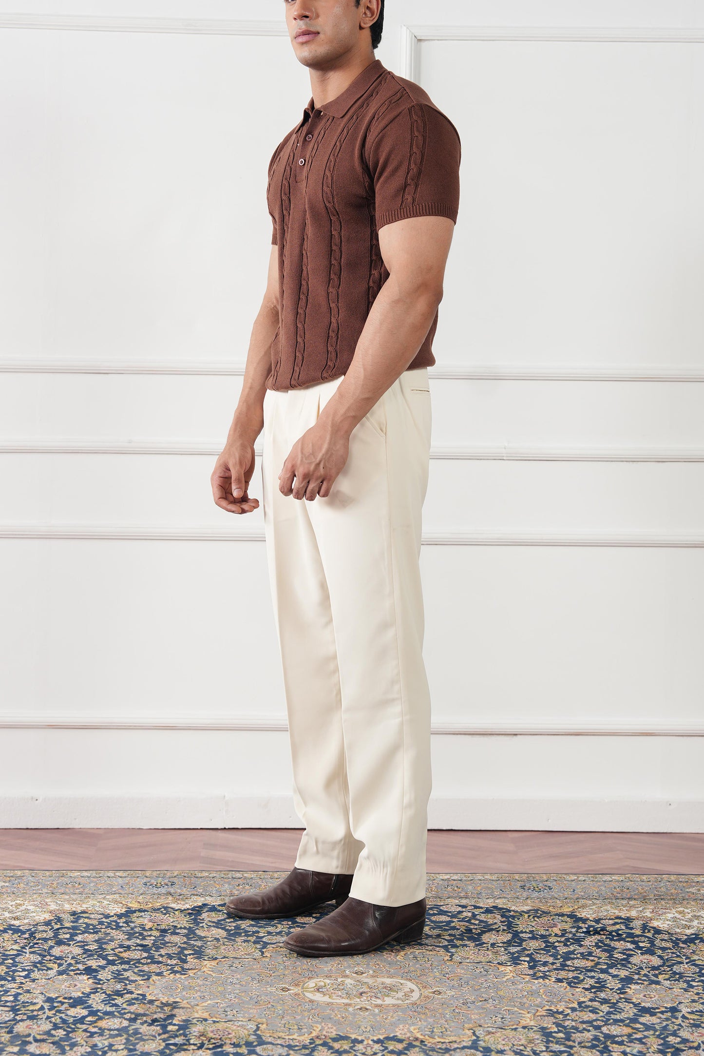 Cable Knit Polo Sweater (MKP-01)