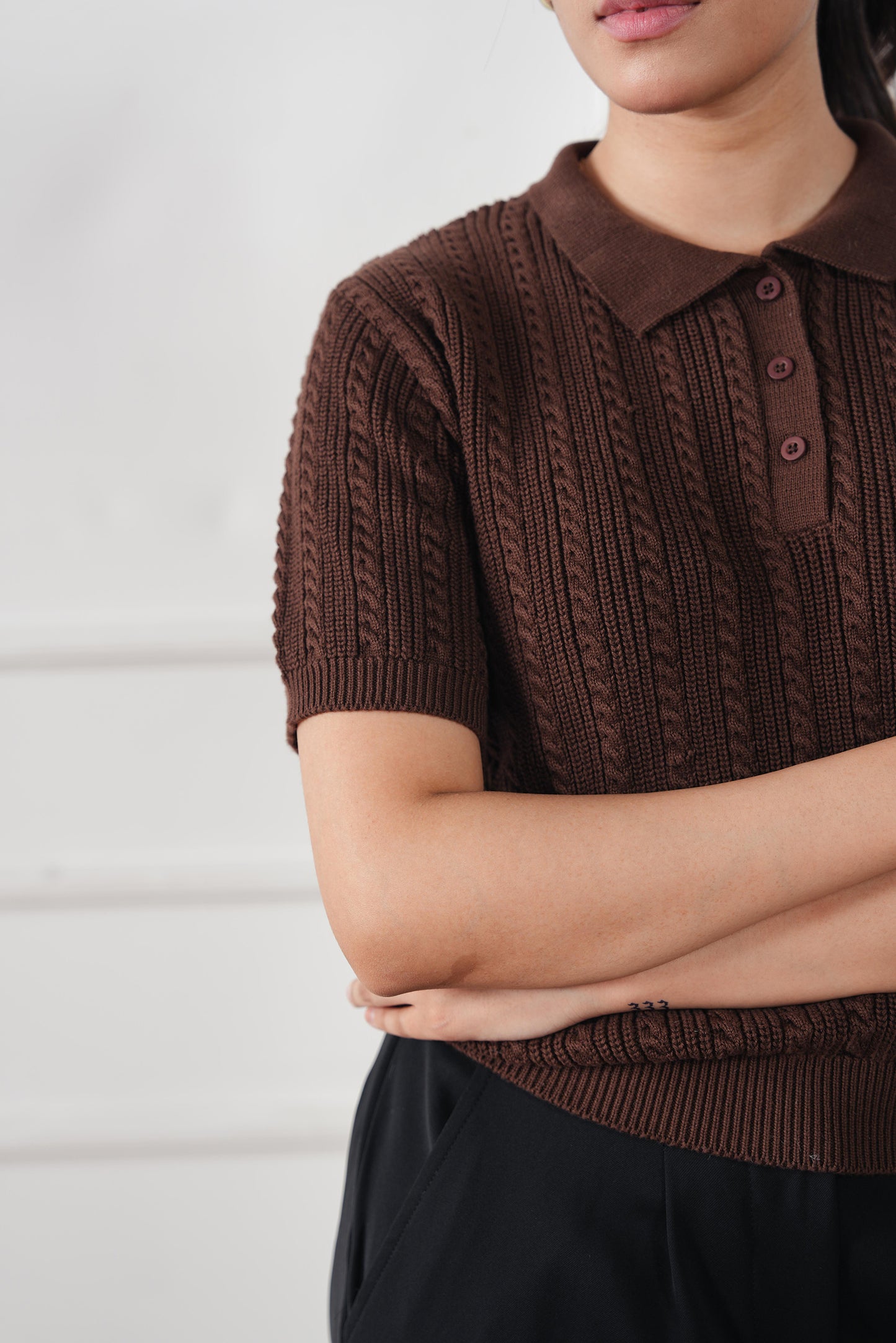 Cable Knit Polo Sweater (WKP-02)