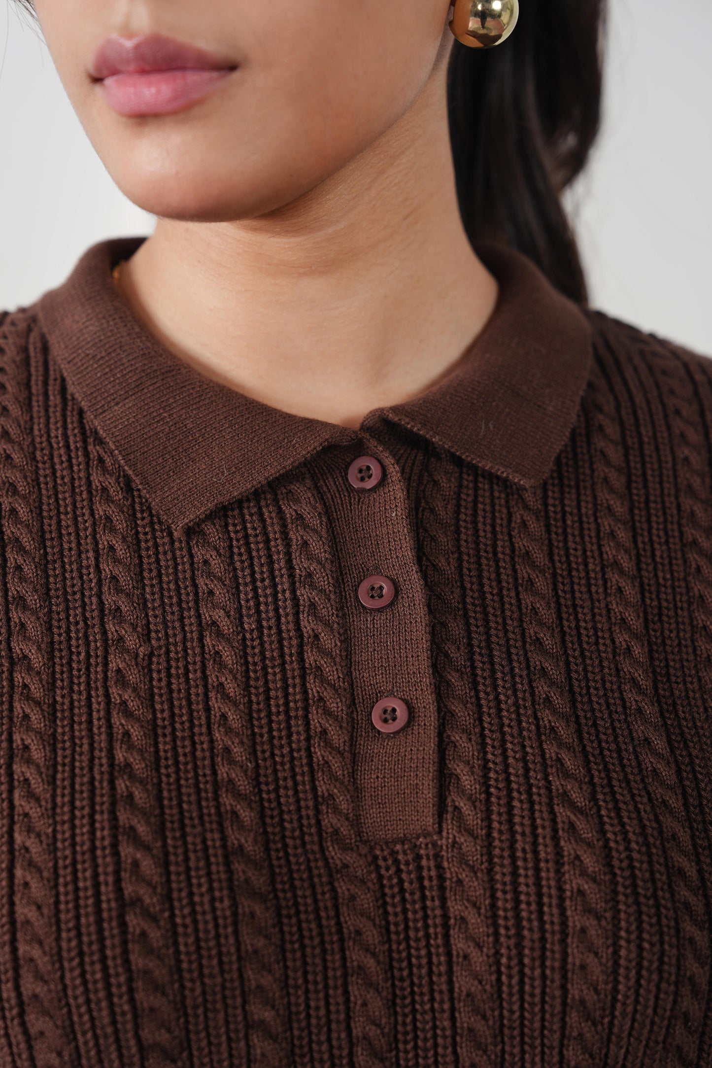 Cable Knit Polo Sweater (WKP-02)