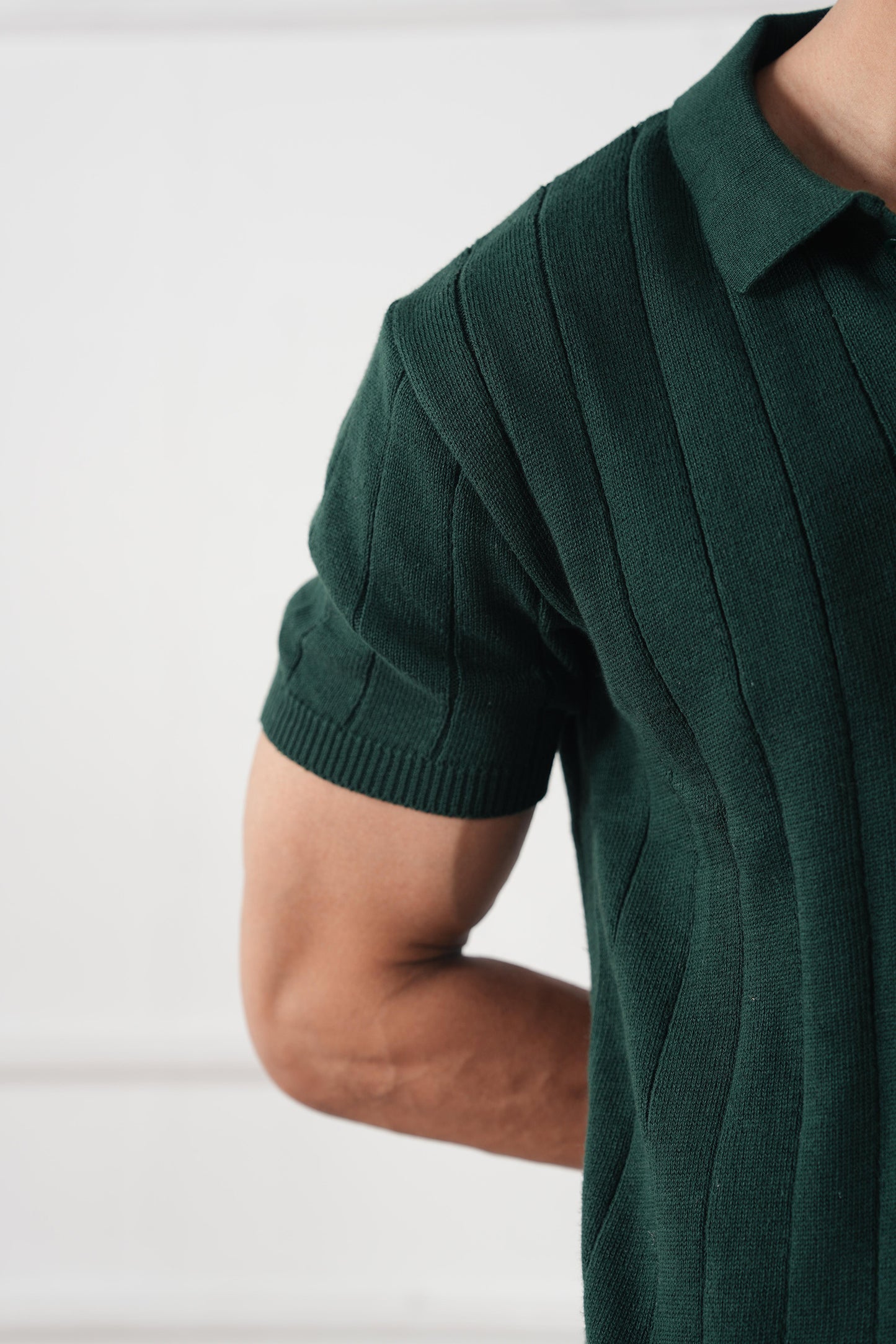 Drop Needle Knit Polo Sweater (MKP-12)