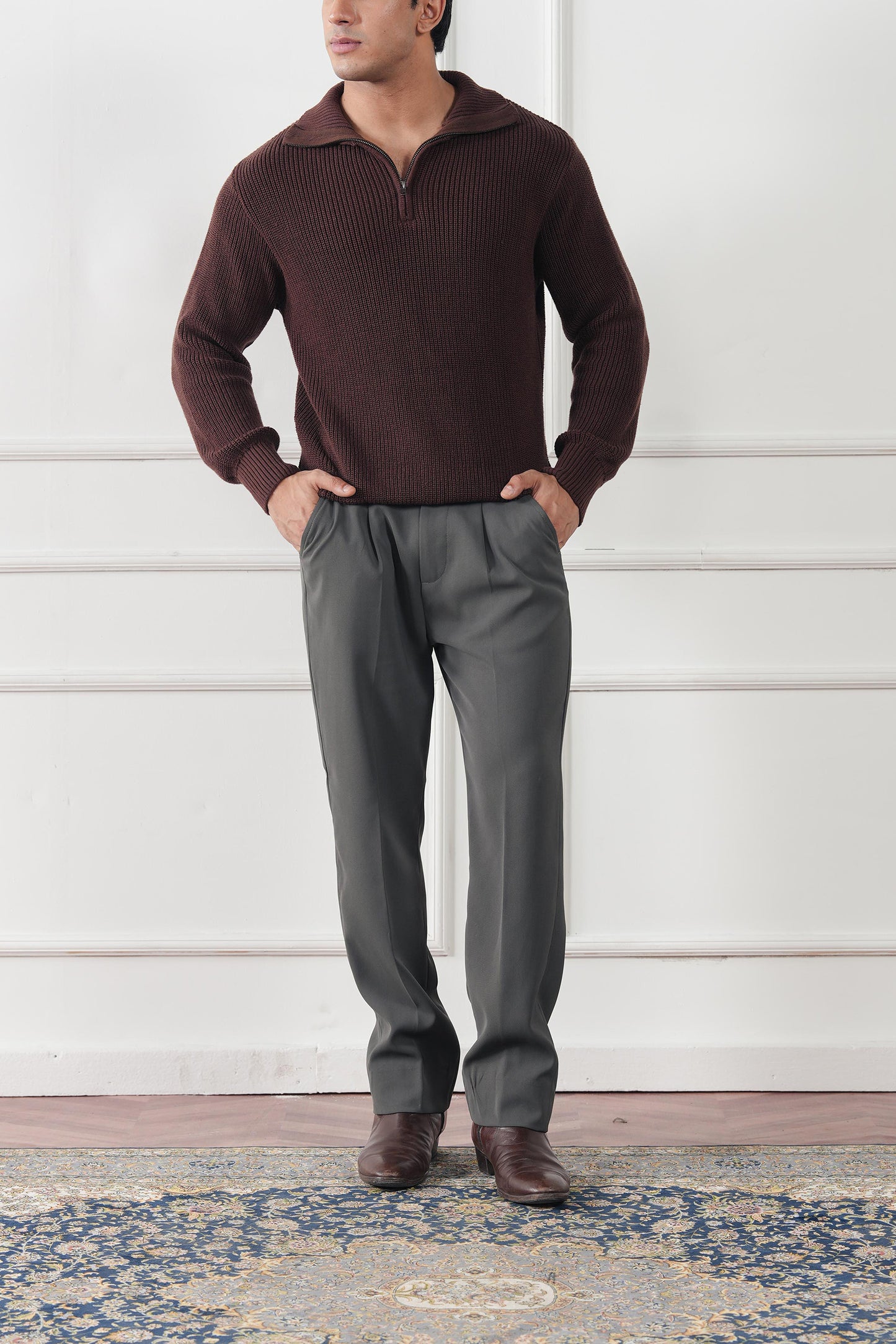 Quarter Zip Knit Sweater (MKZ-03)