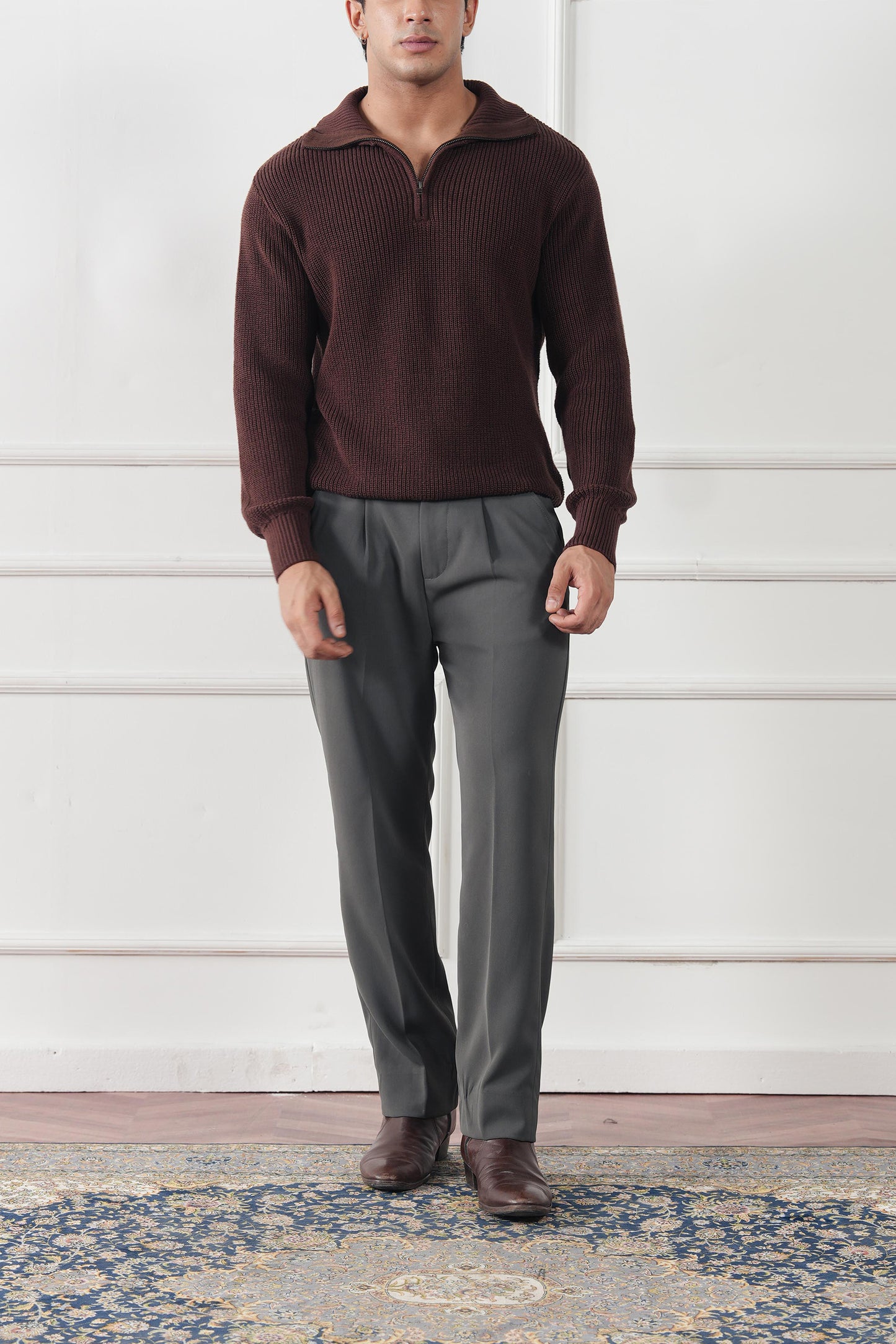 Quarter Zip Knit Sweater (MKZ-03)