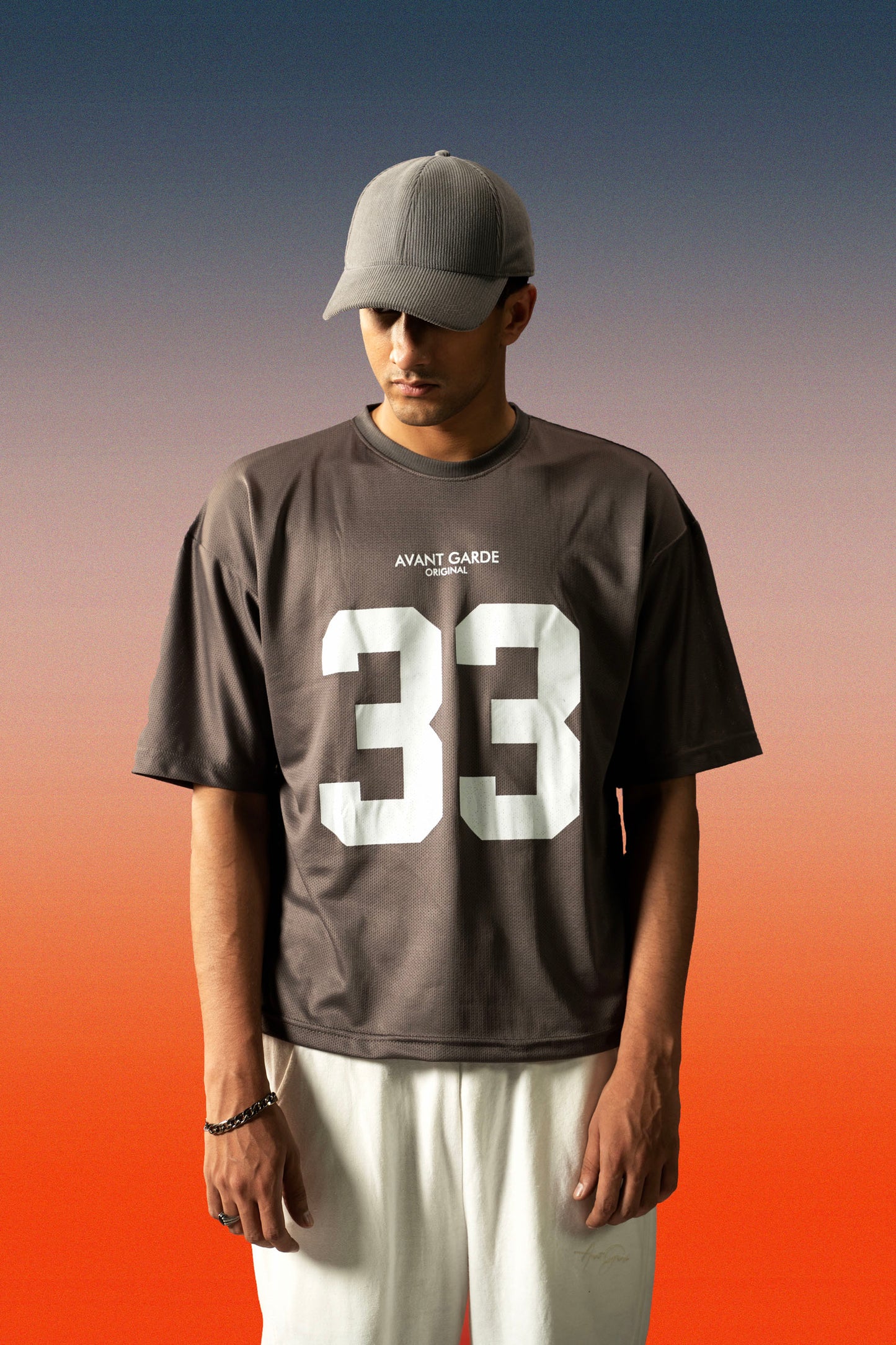 AG 33 Grey Mesh Oversized Tee