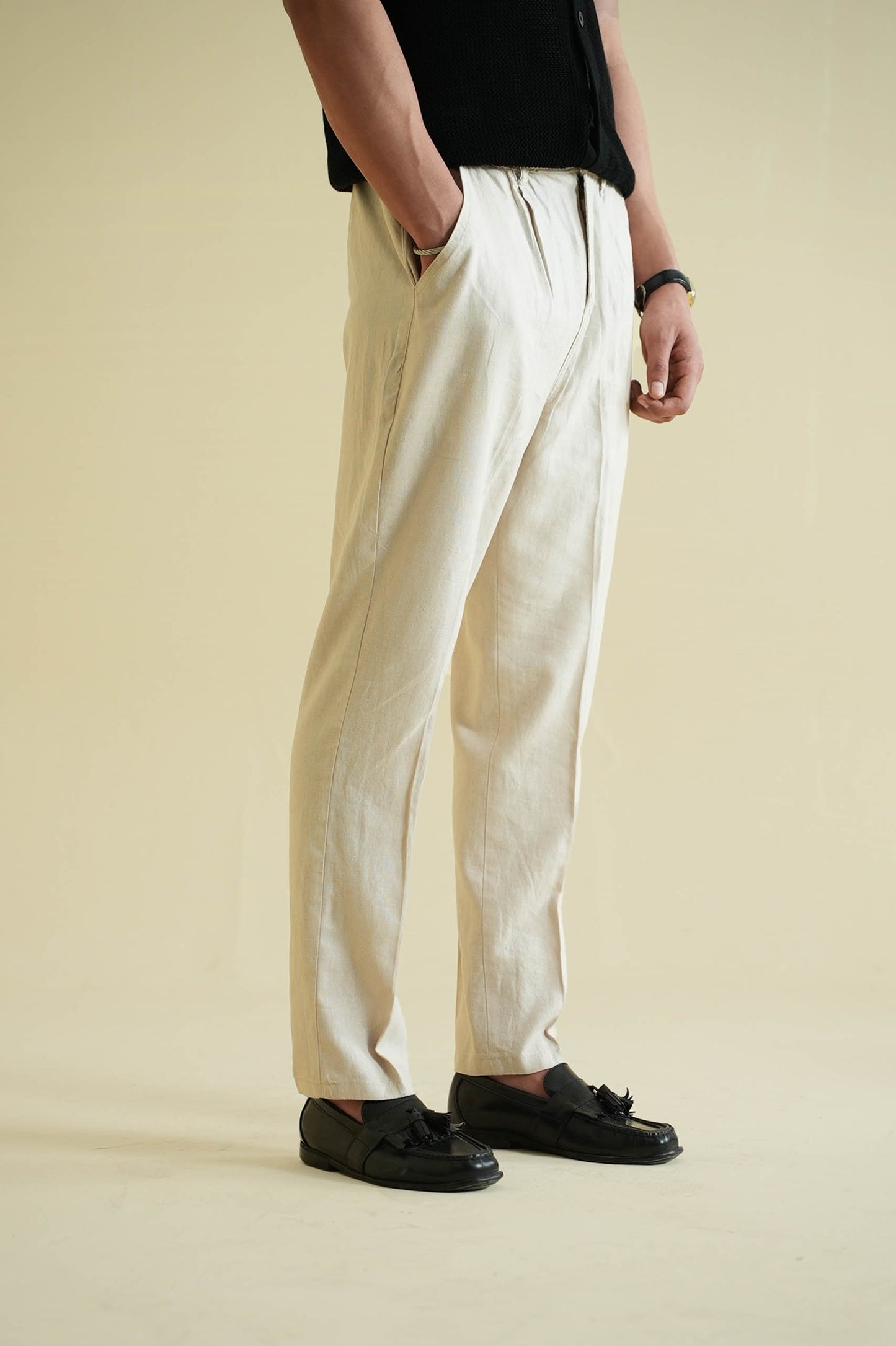 French Beige Linen Pant