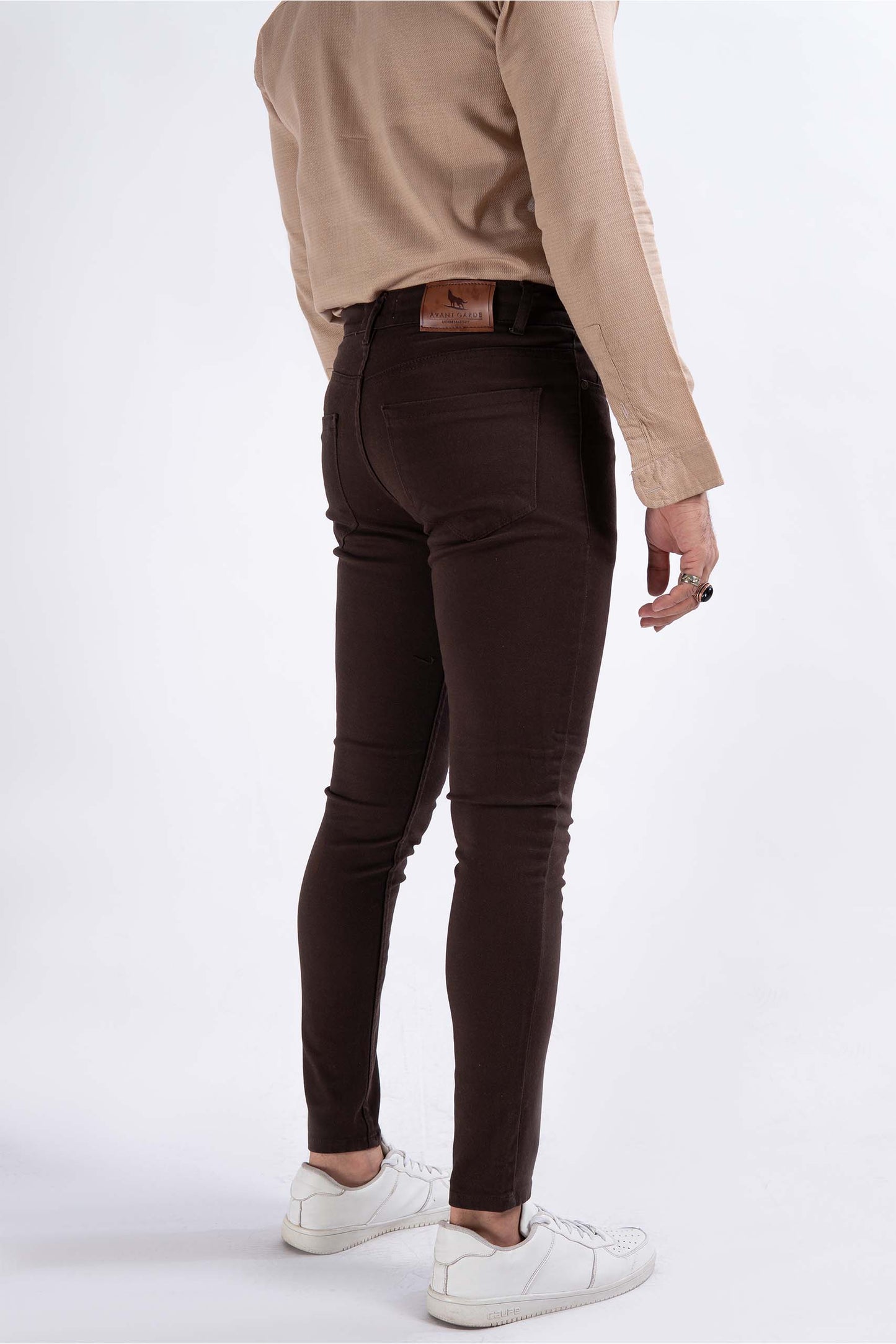 Chocolate Brown Twill Denim Jeans - Muscle Fit