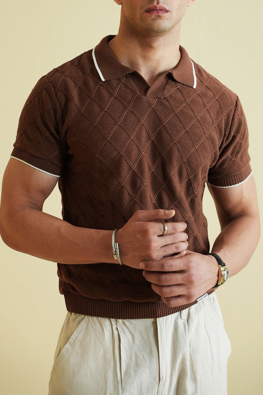 Textured Knitted Polo Shirt (KPS-10)