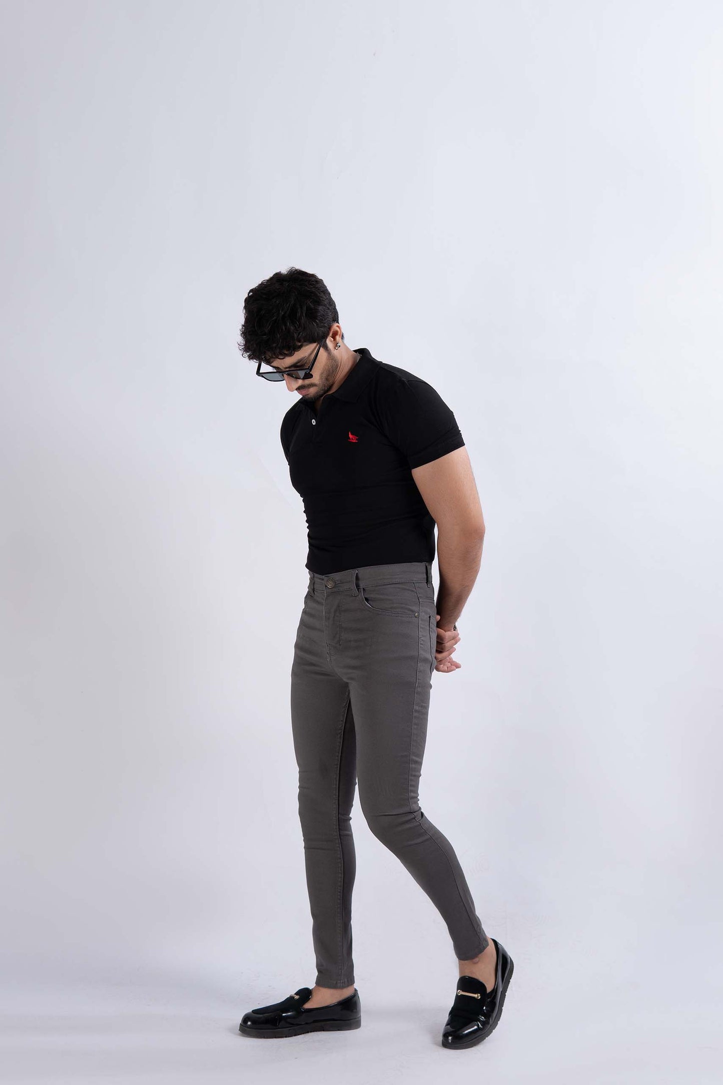 Charcoal Grey Twill Denim Jeans - Muscle Fit