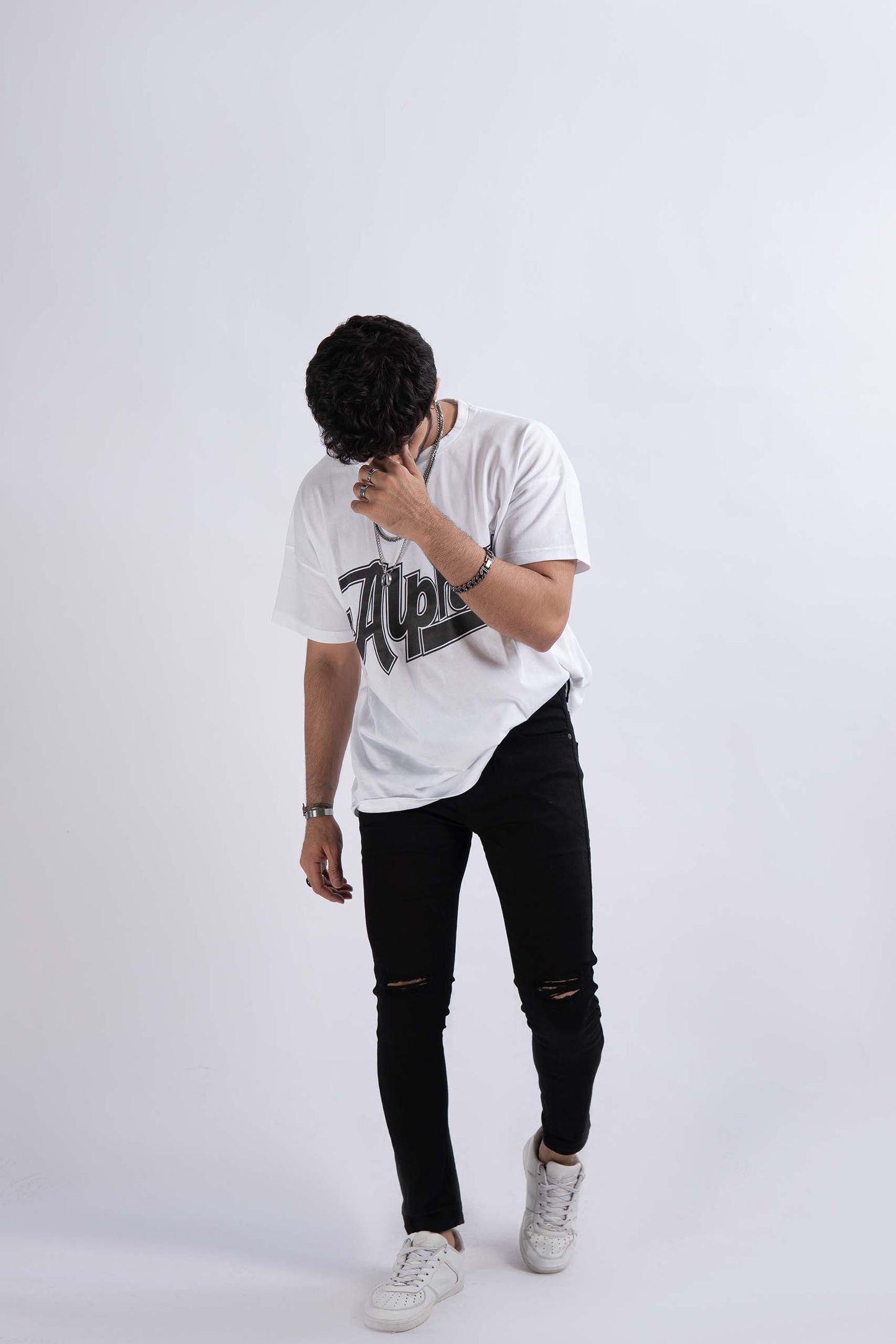 Jet Black Knee Ripped Jeans - Muscle Fit