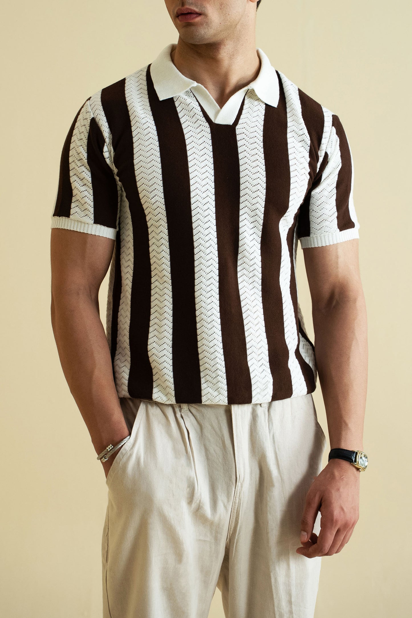 Striped Knitted Polo Shirt (KPS-05)