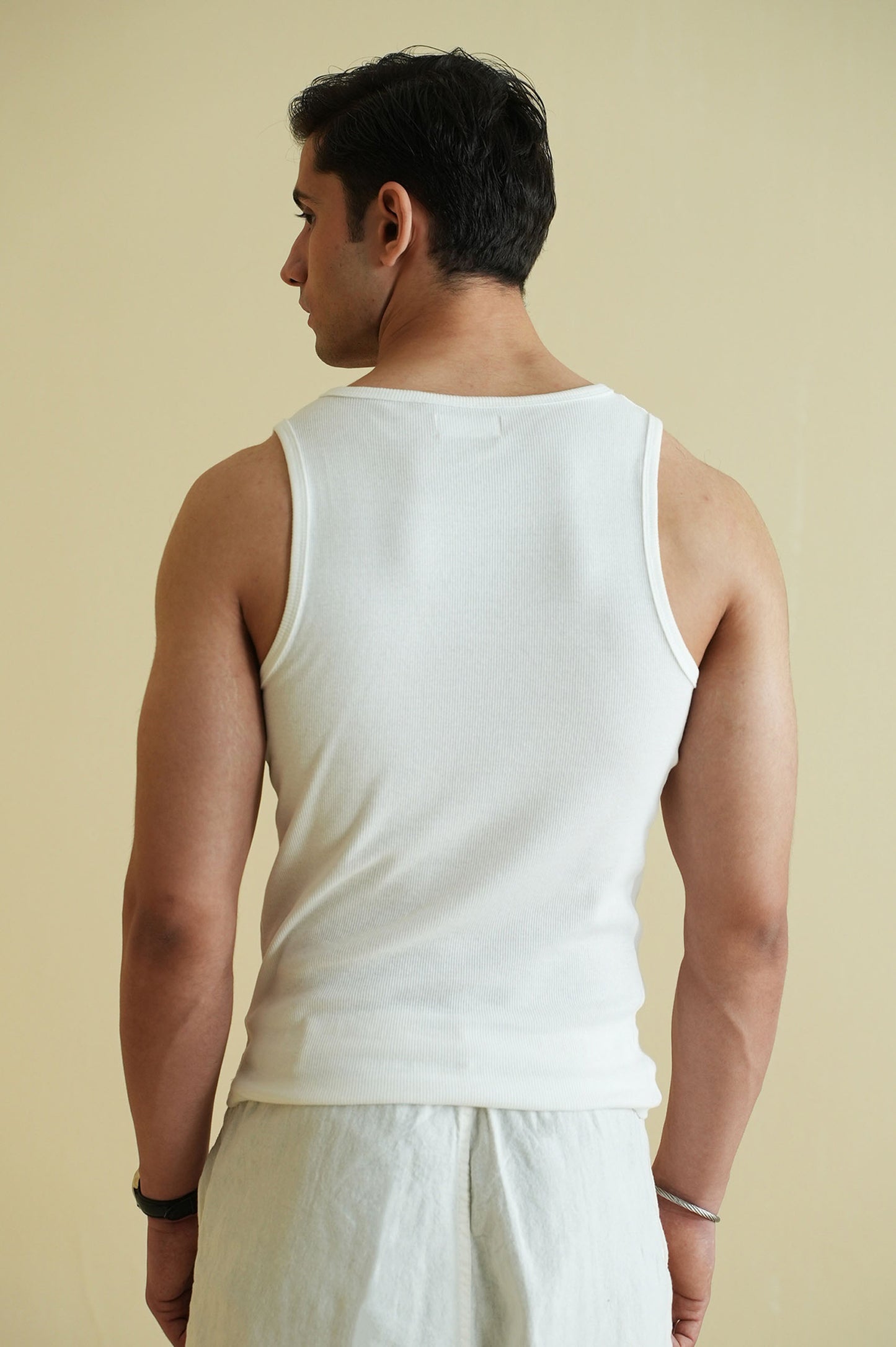 Men's Ribbed Vest - White
