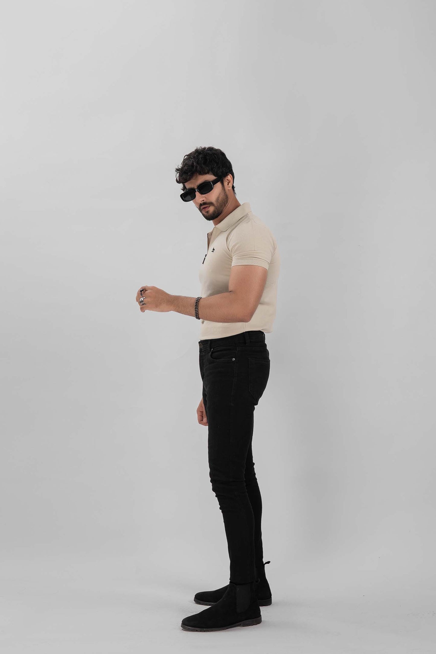 Tea Green Zipper Flex Polo Shirt