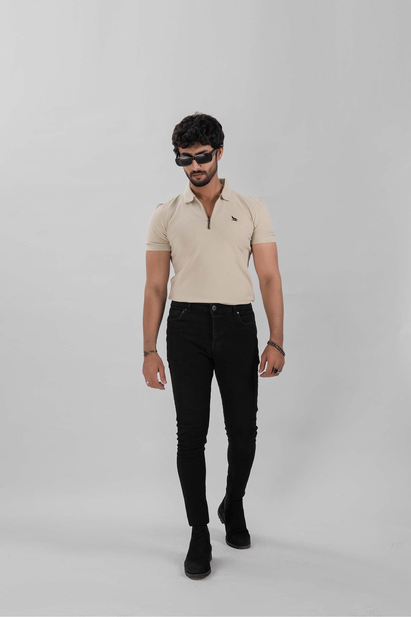 Tea Green Zipper Flex Polo Shirt