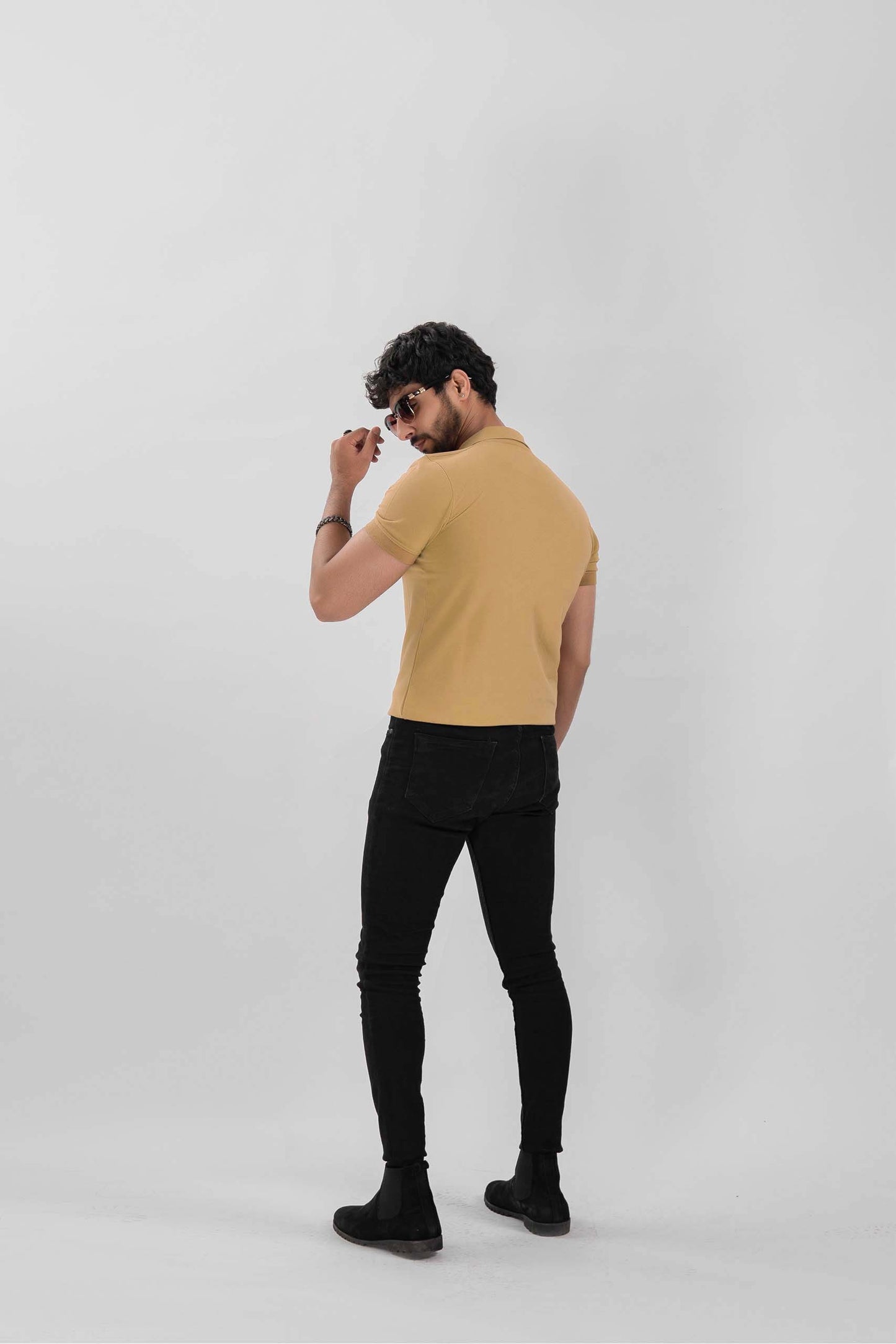 Hazelnut V-Neck Flex Polo Shirt