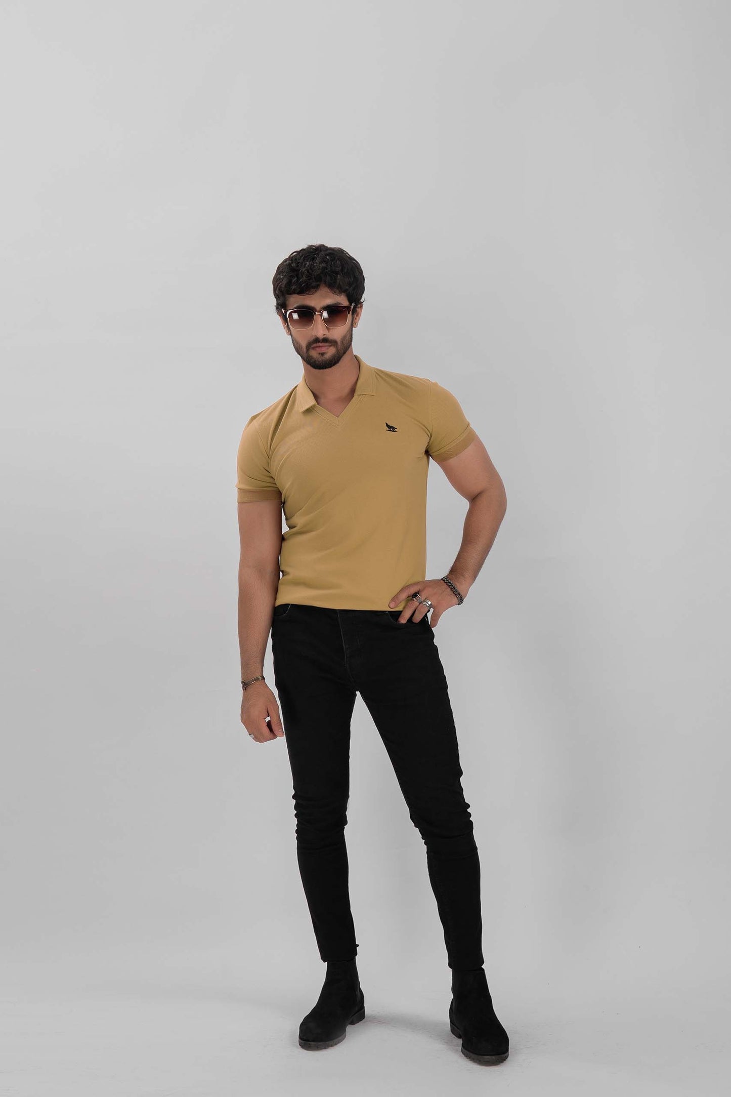 Hazelnut V-Neck Flex Polo Shirt