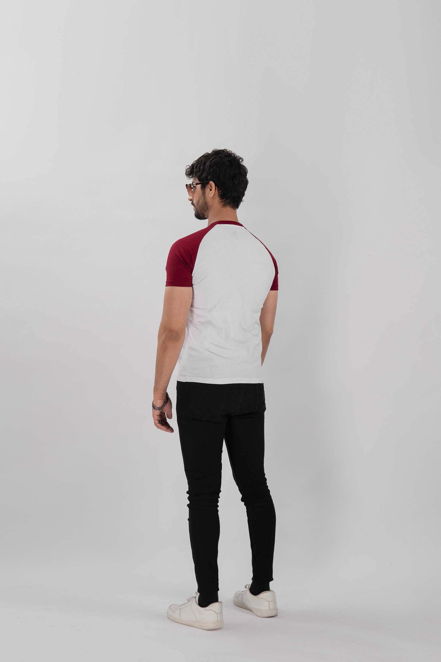 White Maroon Raglan Tee