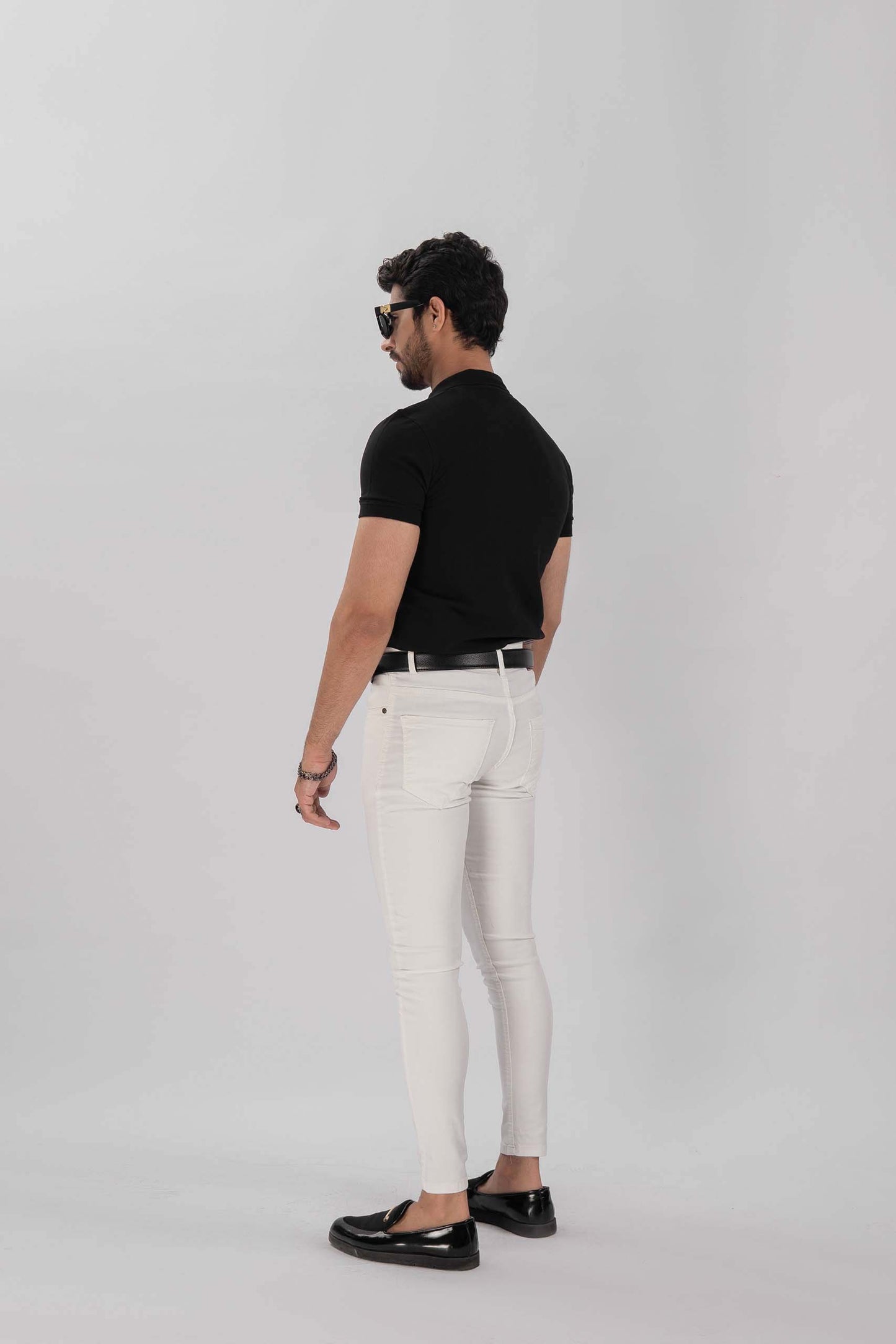 Black V-Neck Flex Polo Shirt