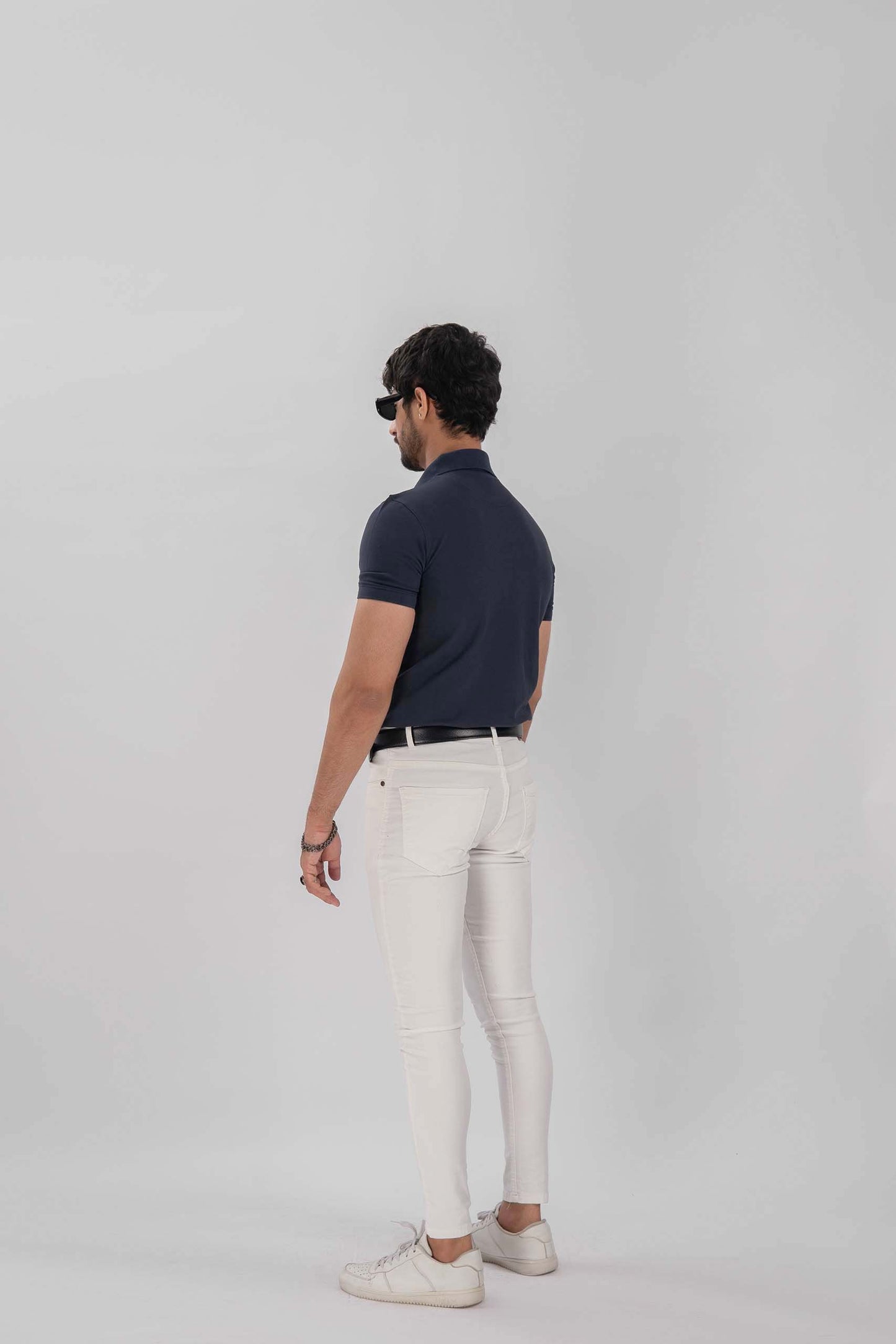 Navy Blue Zipper Flex Polo Shirt