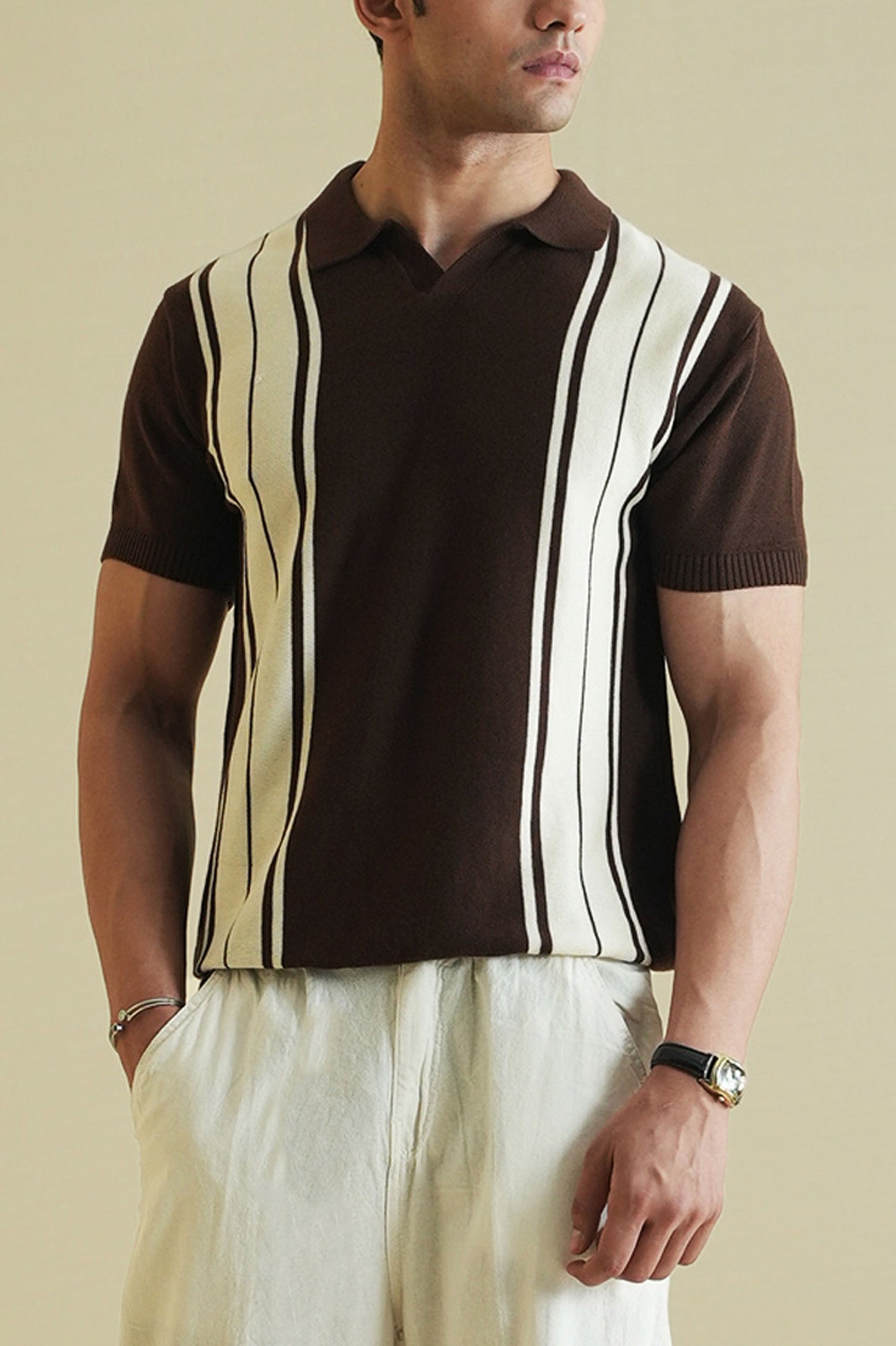 Striped Knitted Polo Shirt (KPS-16)