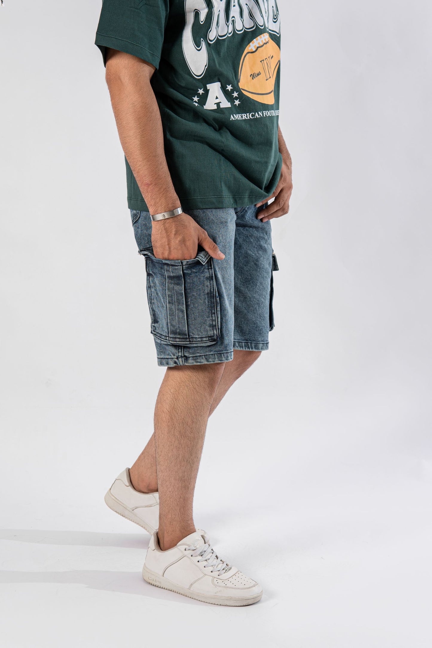 Blue Denim Cargo Shorts