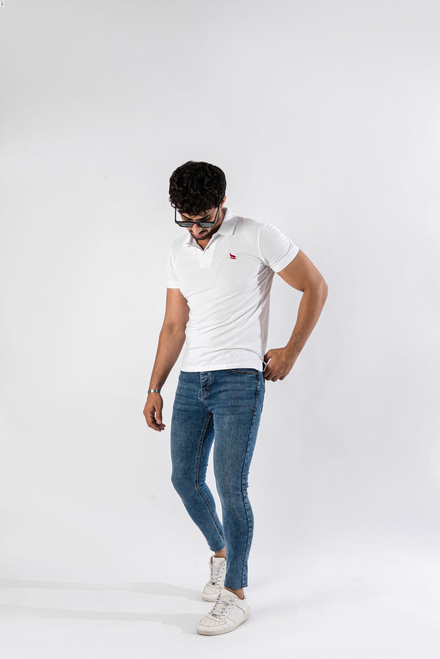 Blue Acid Wash Jeans - Muscle Fit