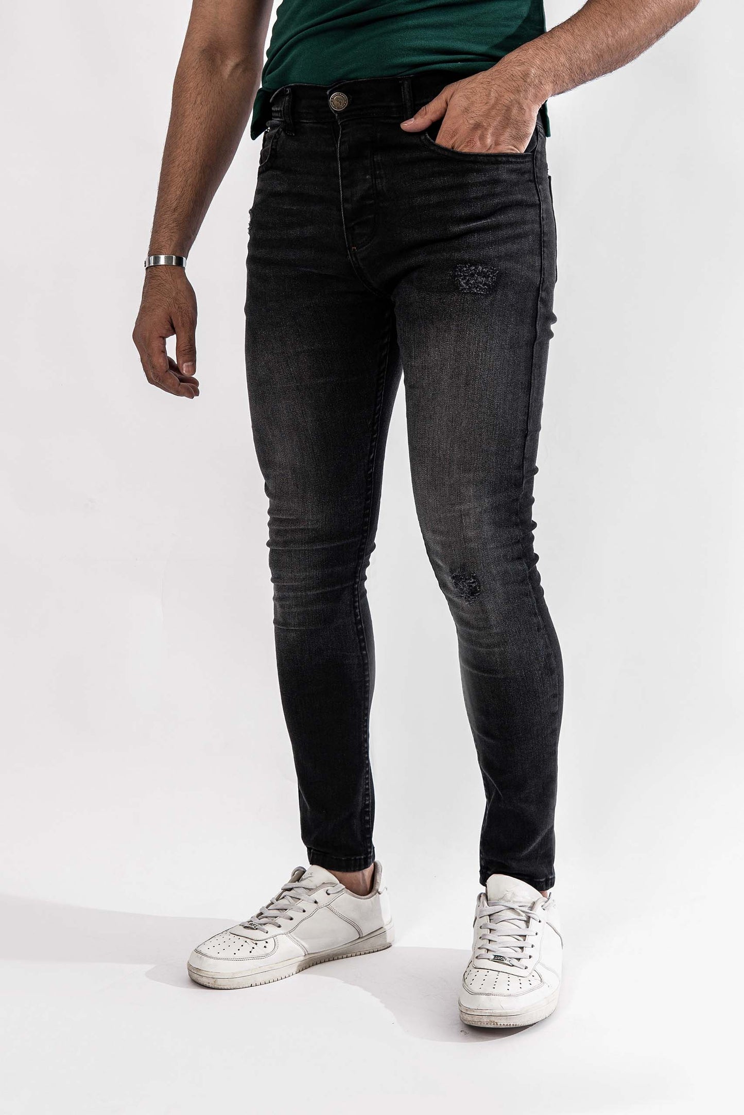 Faded Black Rough Jeans - Muscle Fit
