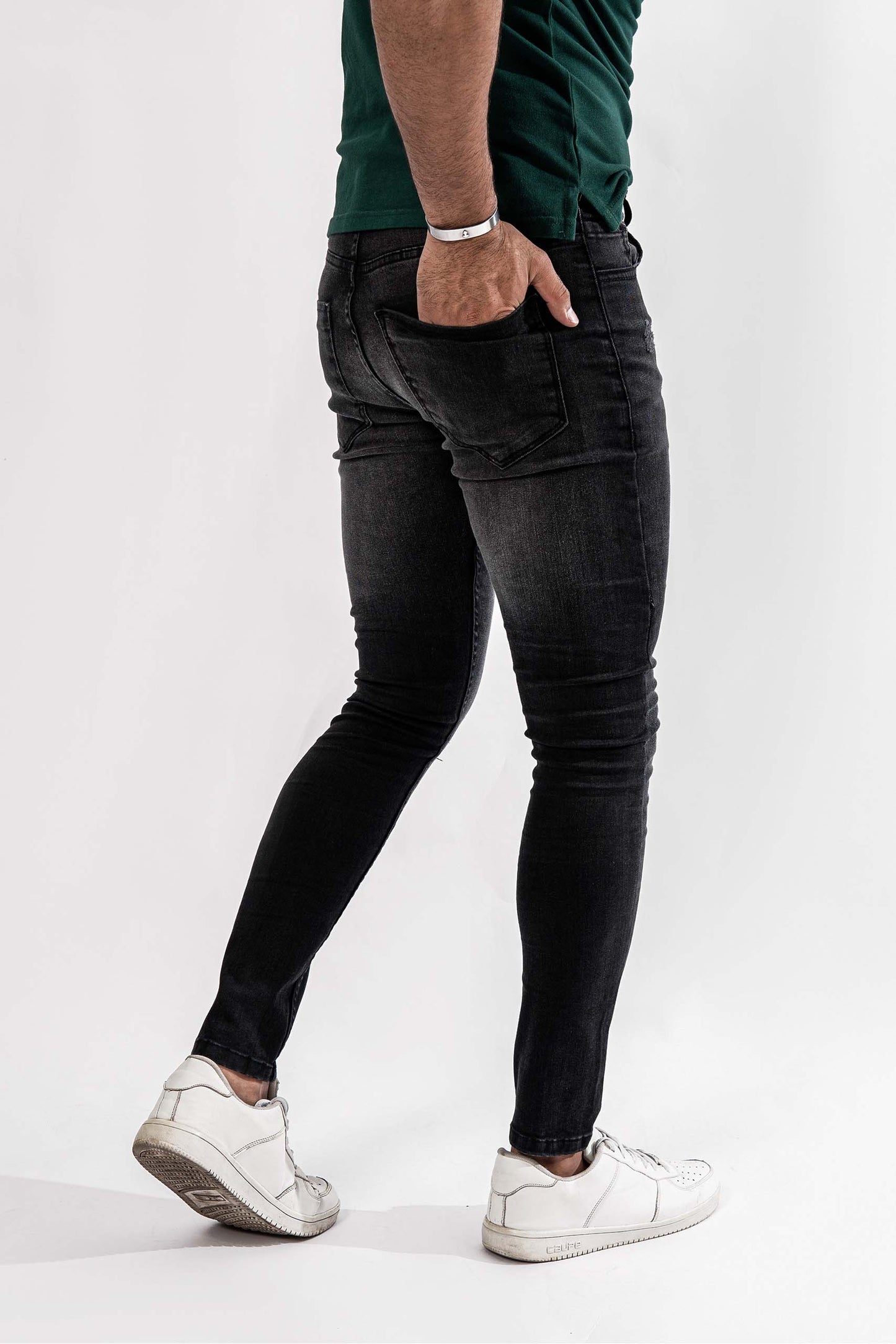Faded Black Rough Jeans - Muscle Fit