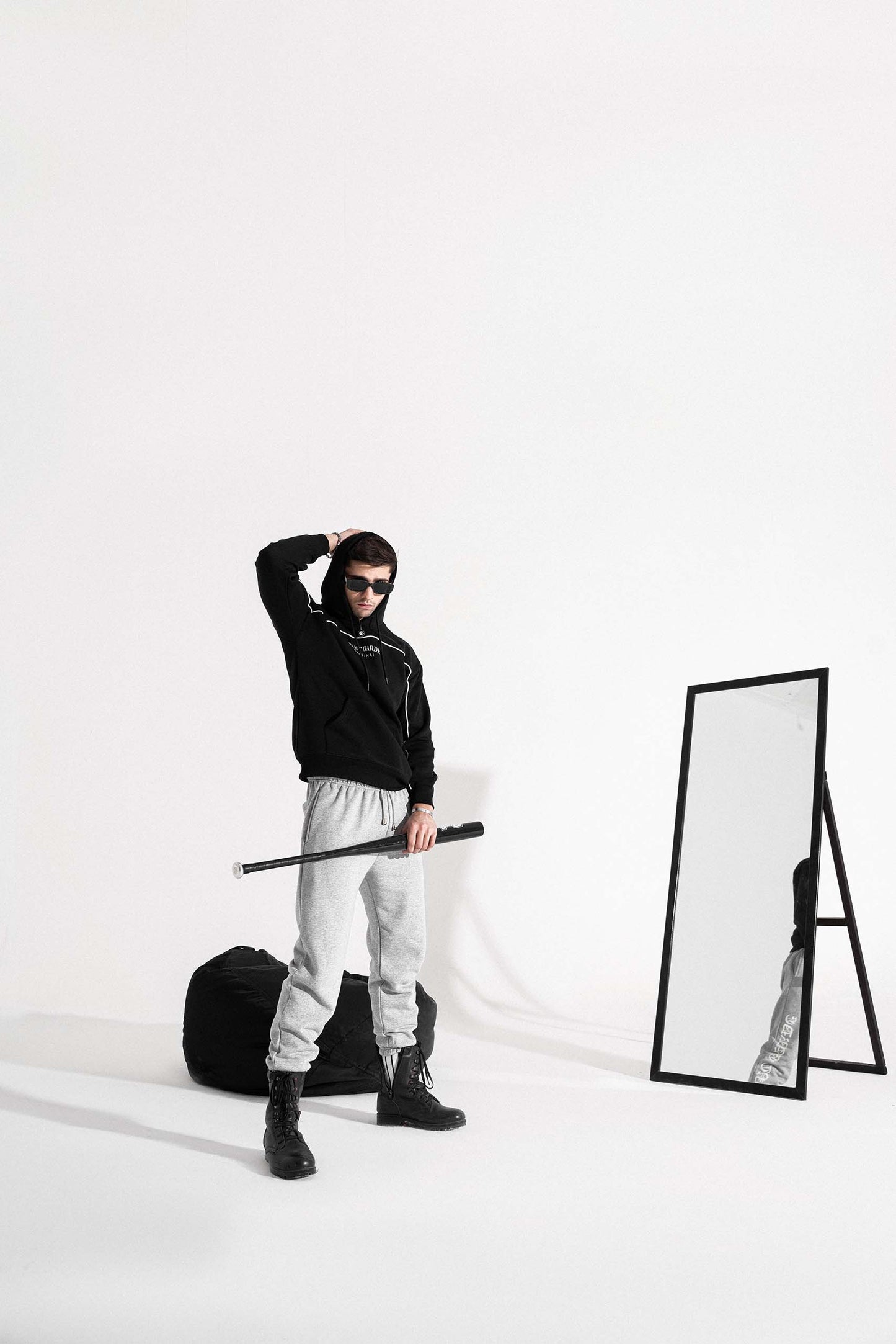 Black Piping Hoodie