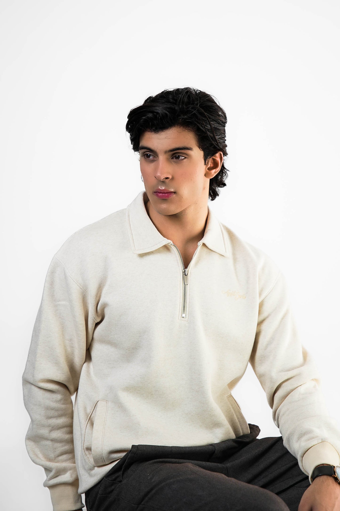 Cream Zipper Sweater