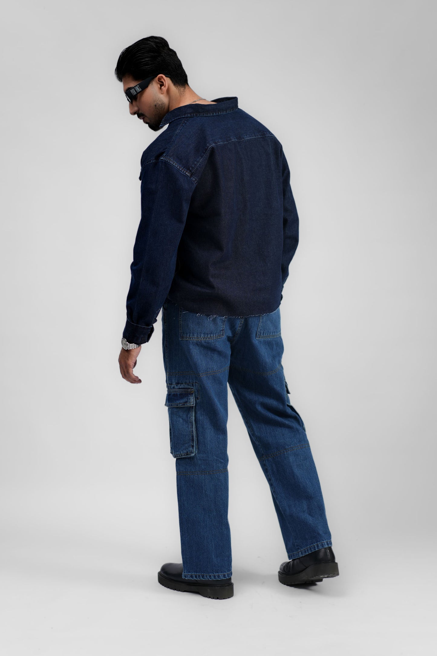 Blue Denim Cargo - Straight Fit