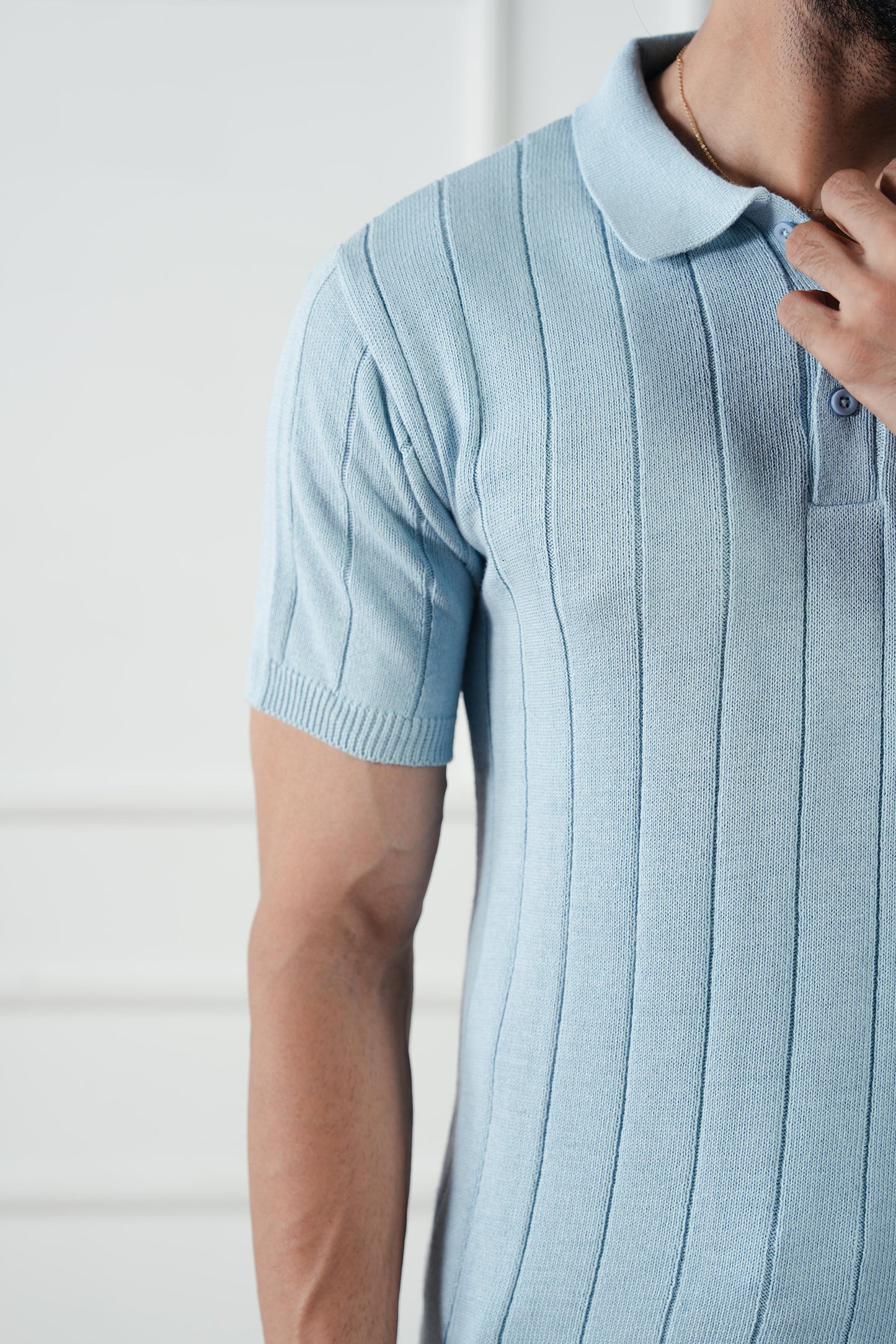 Drop Needle Knit Polo Sweater (MKP-11)