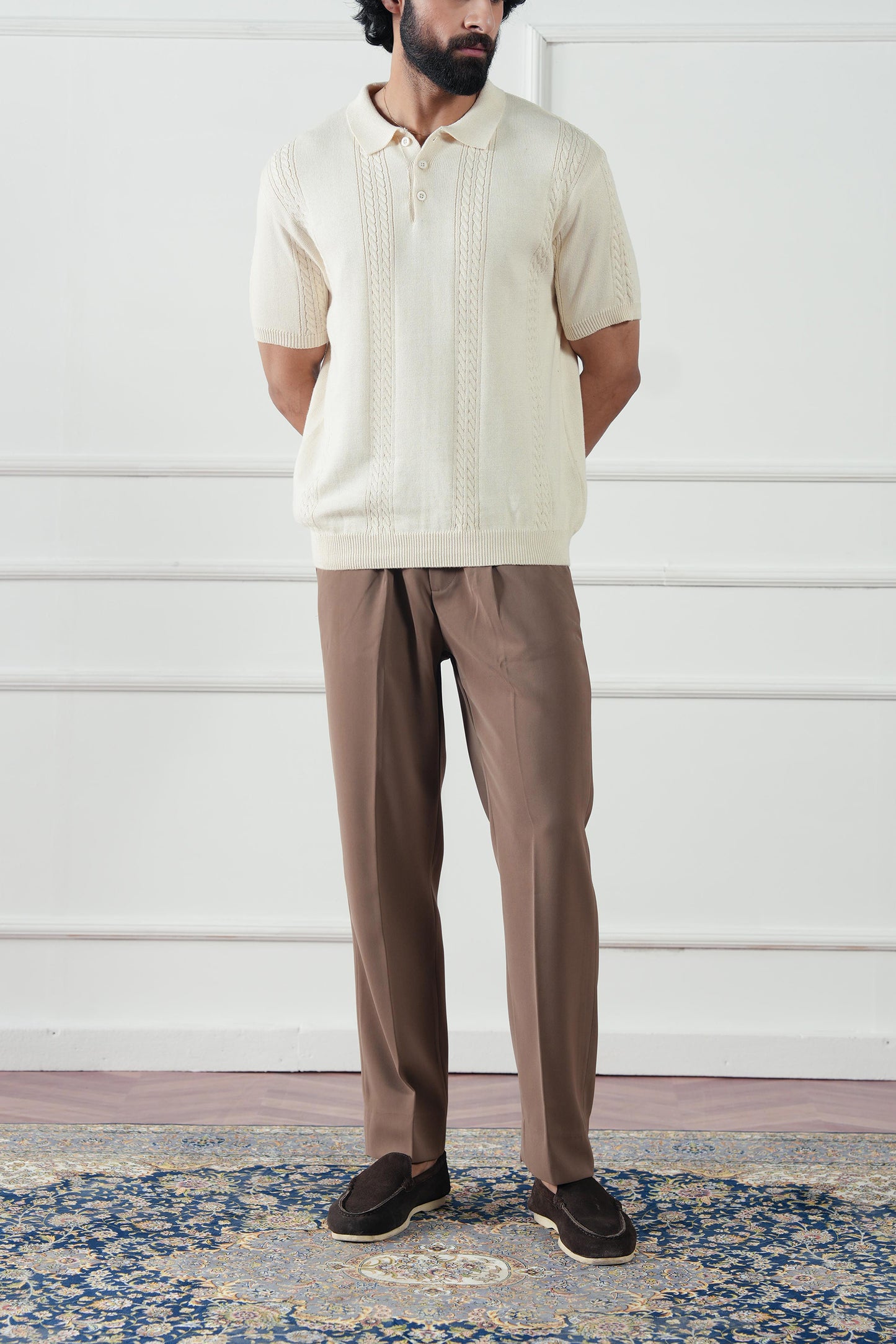 Cable Knit Polo Sweater (MKP-07)