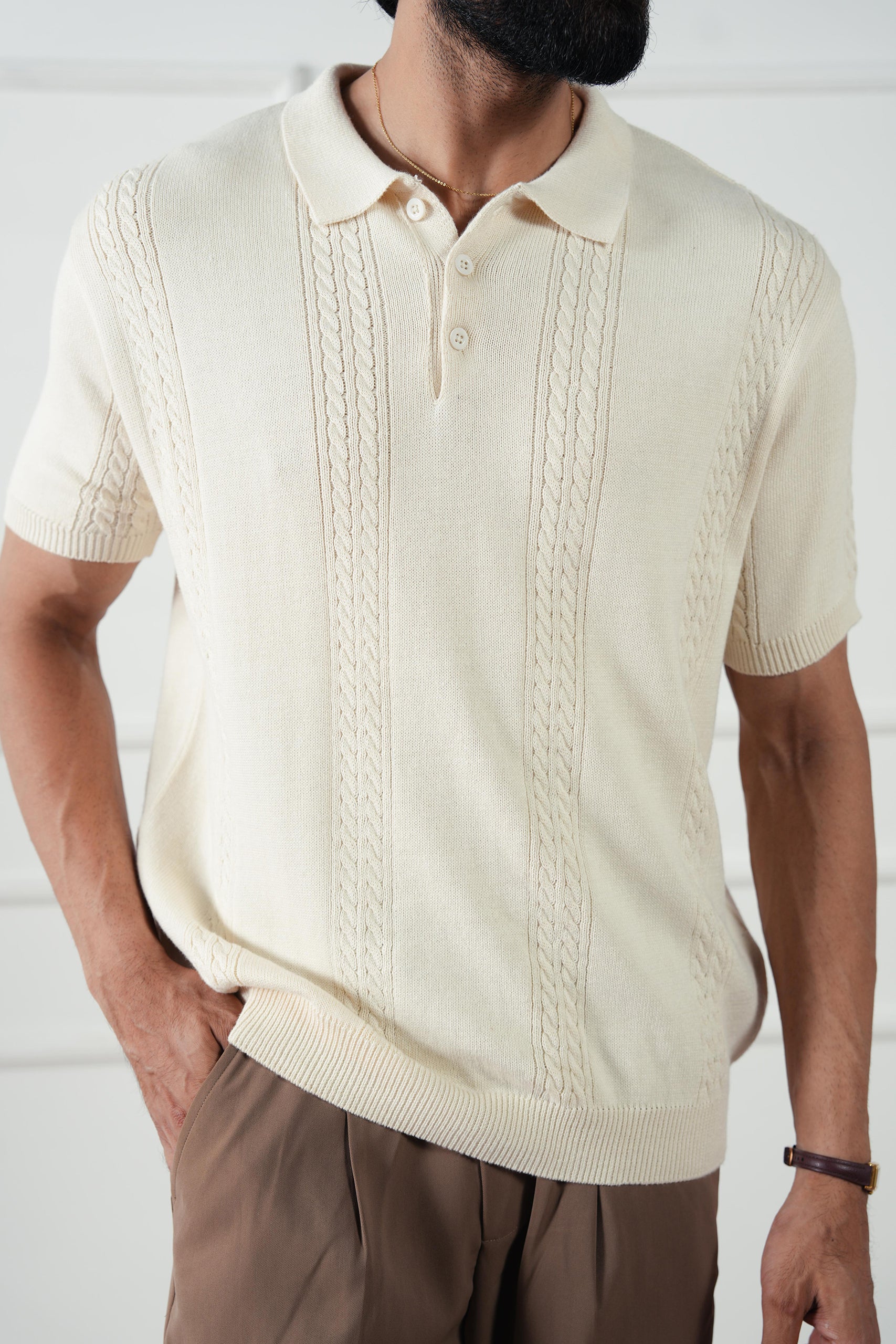 Cable Knit Polo Shirt (MKP-07) – Avant Garde