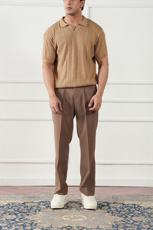 Striped Knit Polo Sweater (MKP-03)