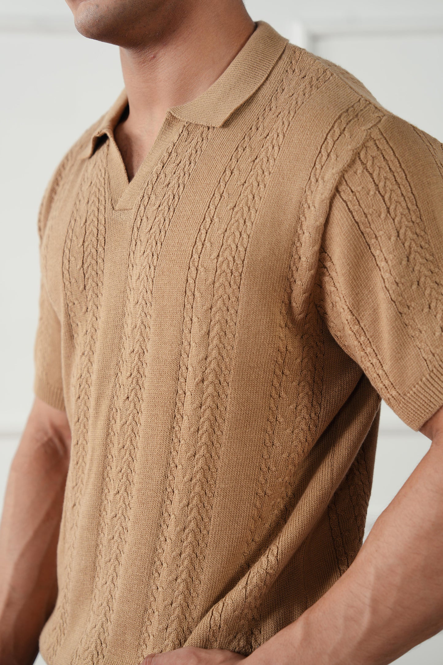 Striped Knit Polo Sweater (MKP-03)