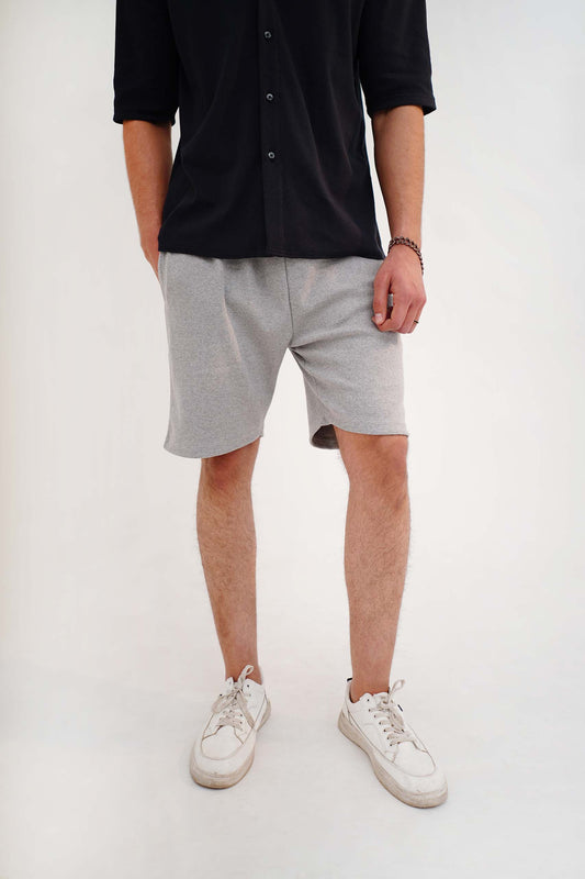 Grey Ribbed Shorts