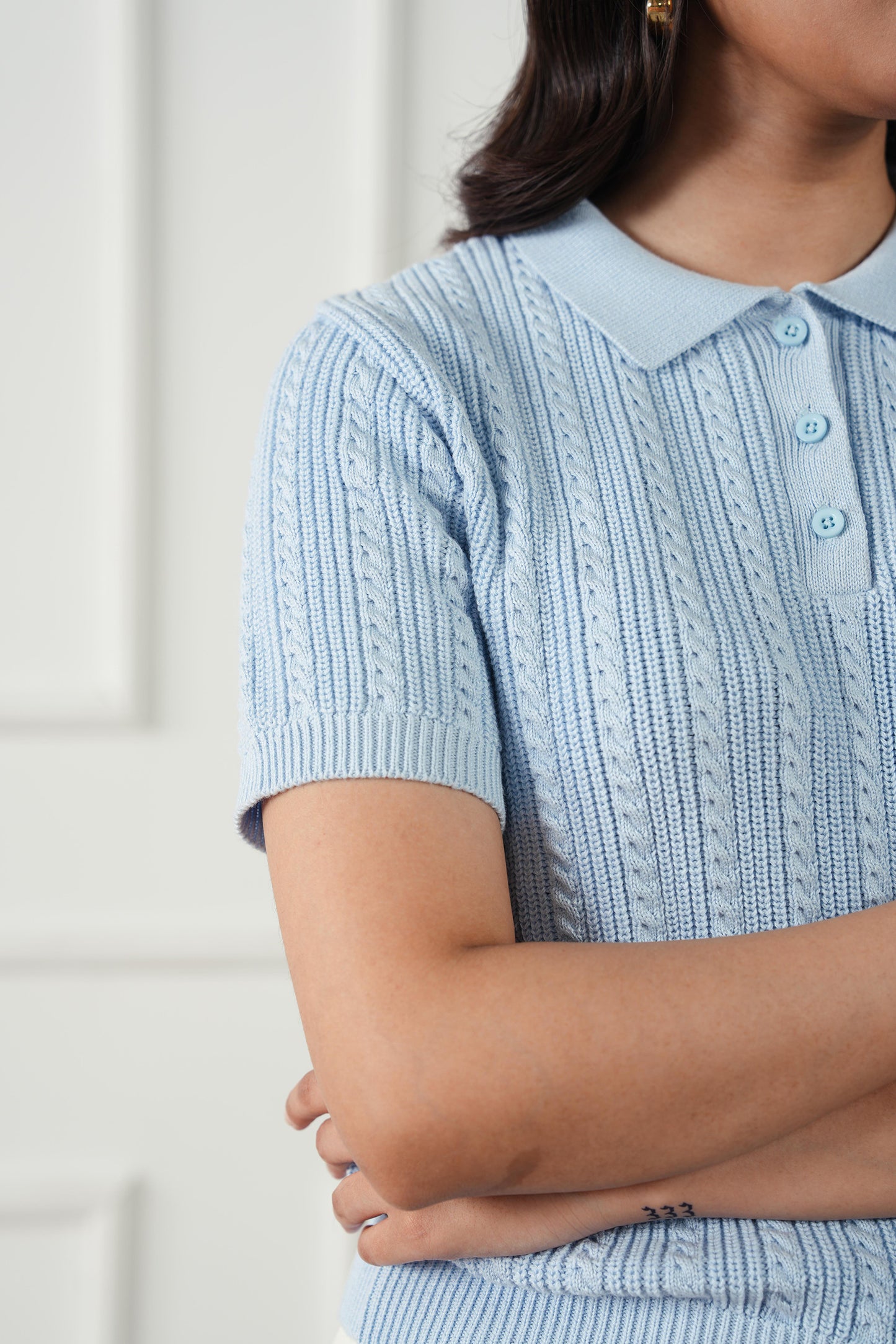 Cable Knit Polo Sweater (WKP-01)