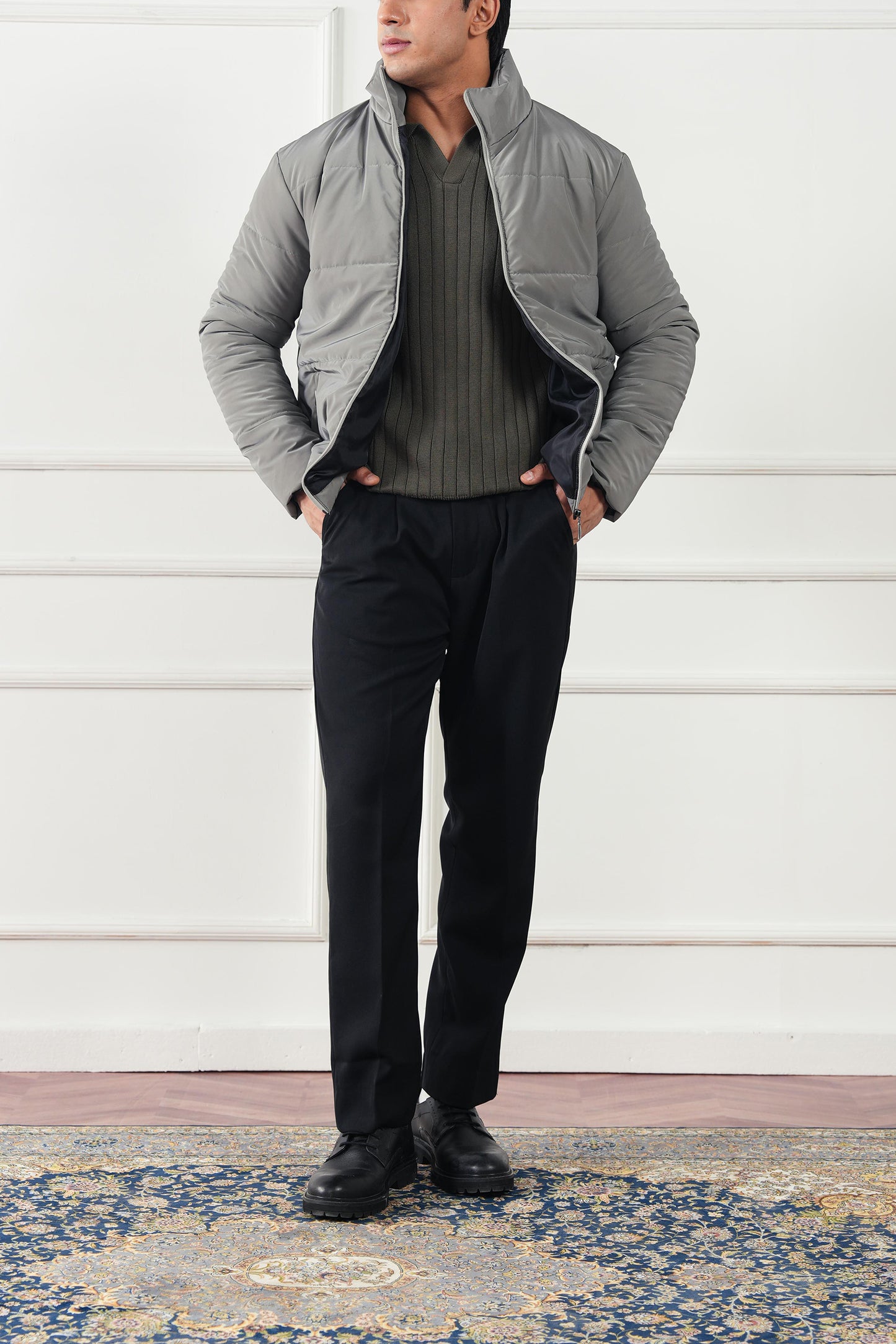 Rib Knit Polo Sweater (MKP-19)