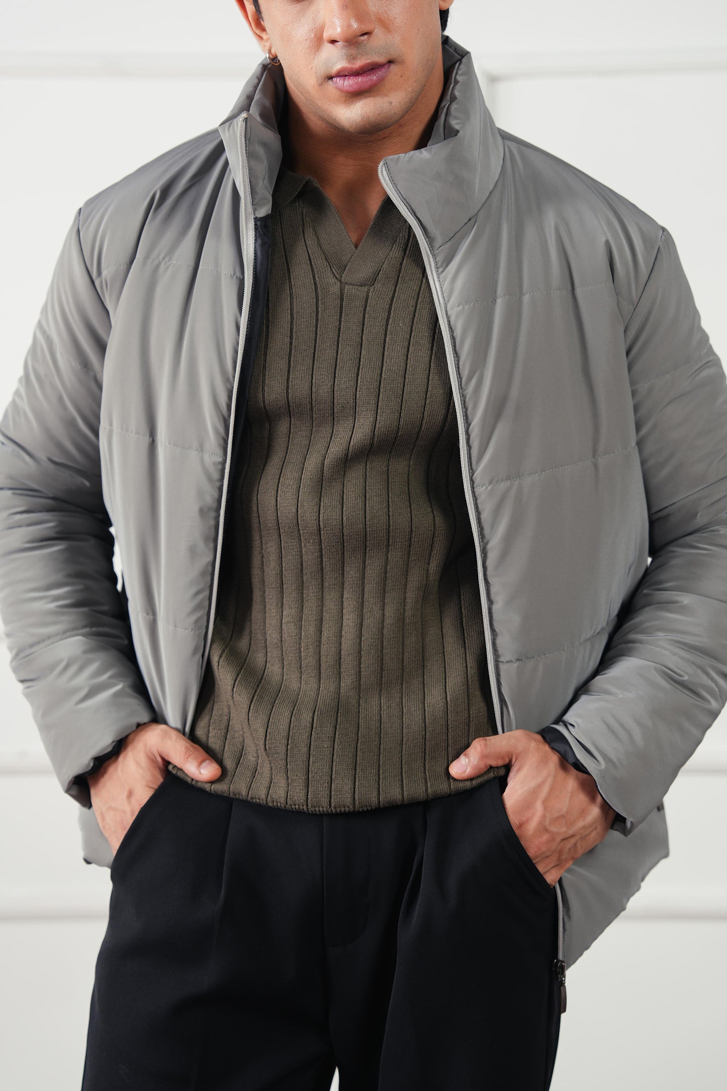 Rib Knit Polo Sweater (MKP-19)