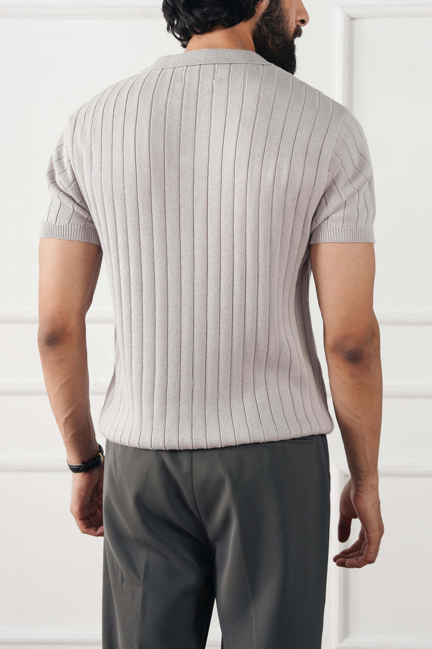 Rib Knit Polo Sweater (MKP-10)